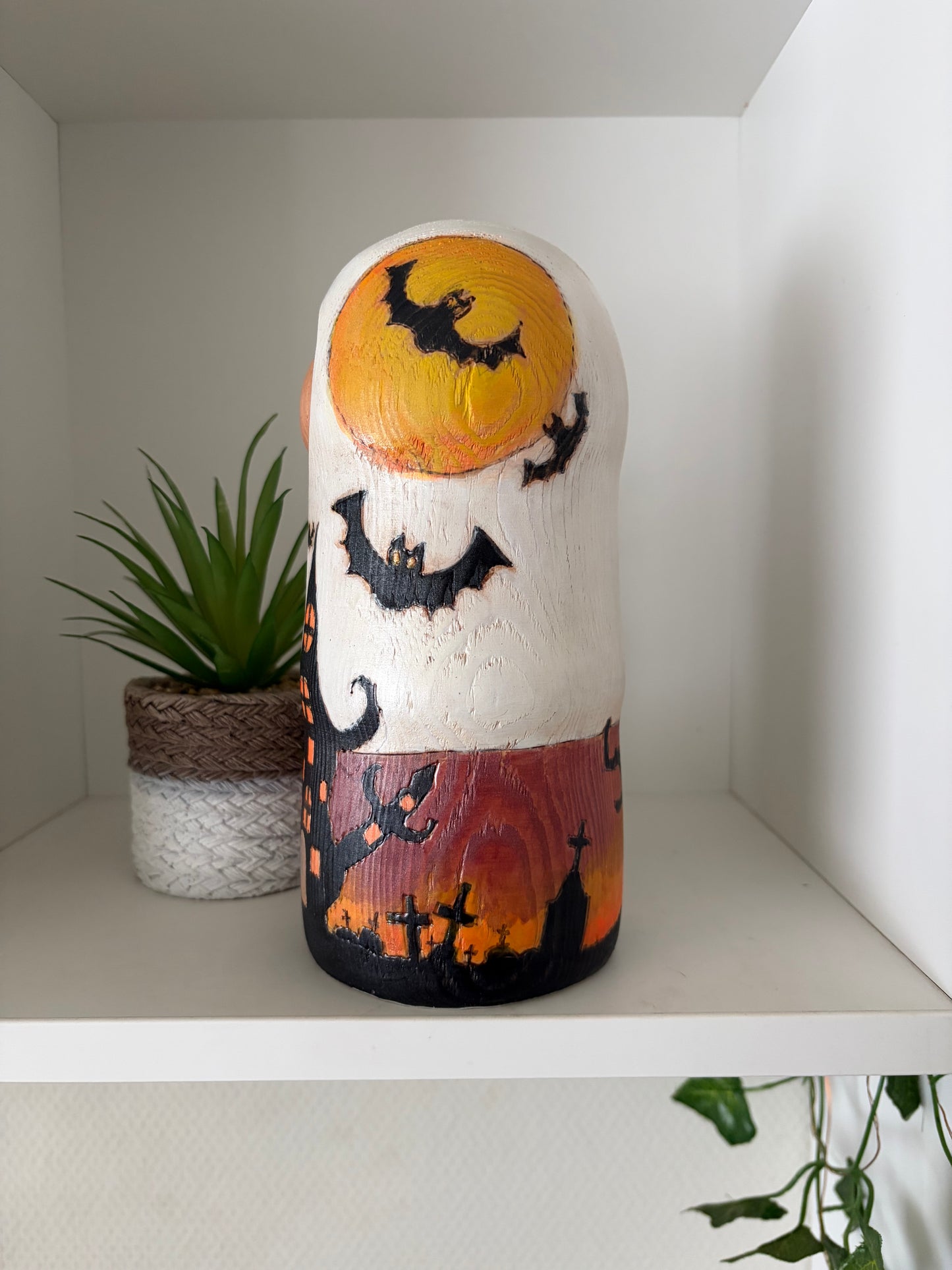 Modern Sosaku kokeshi by Yuko Yamazaki is part of her Halloween Series - With box