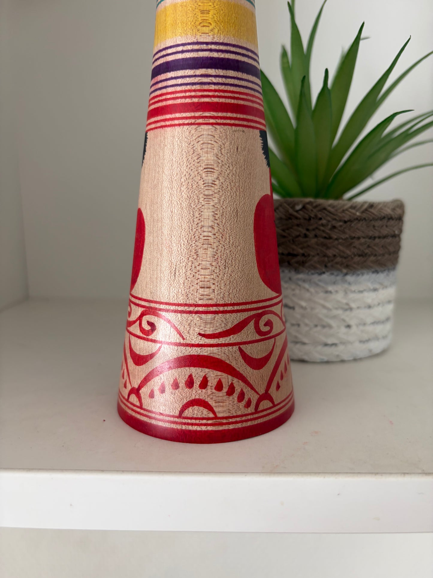 Vintage Traditional Tsugaru kokeshi with Daruma by Mitsuo Mori.