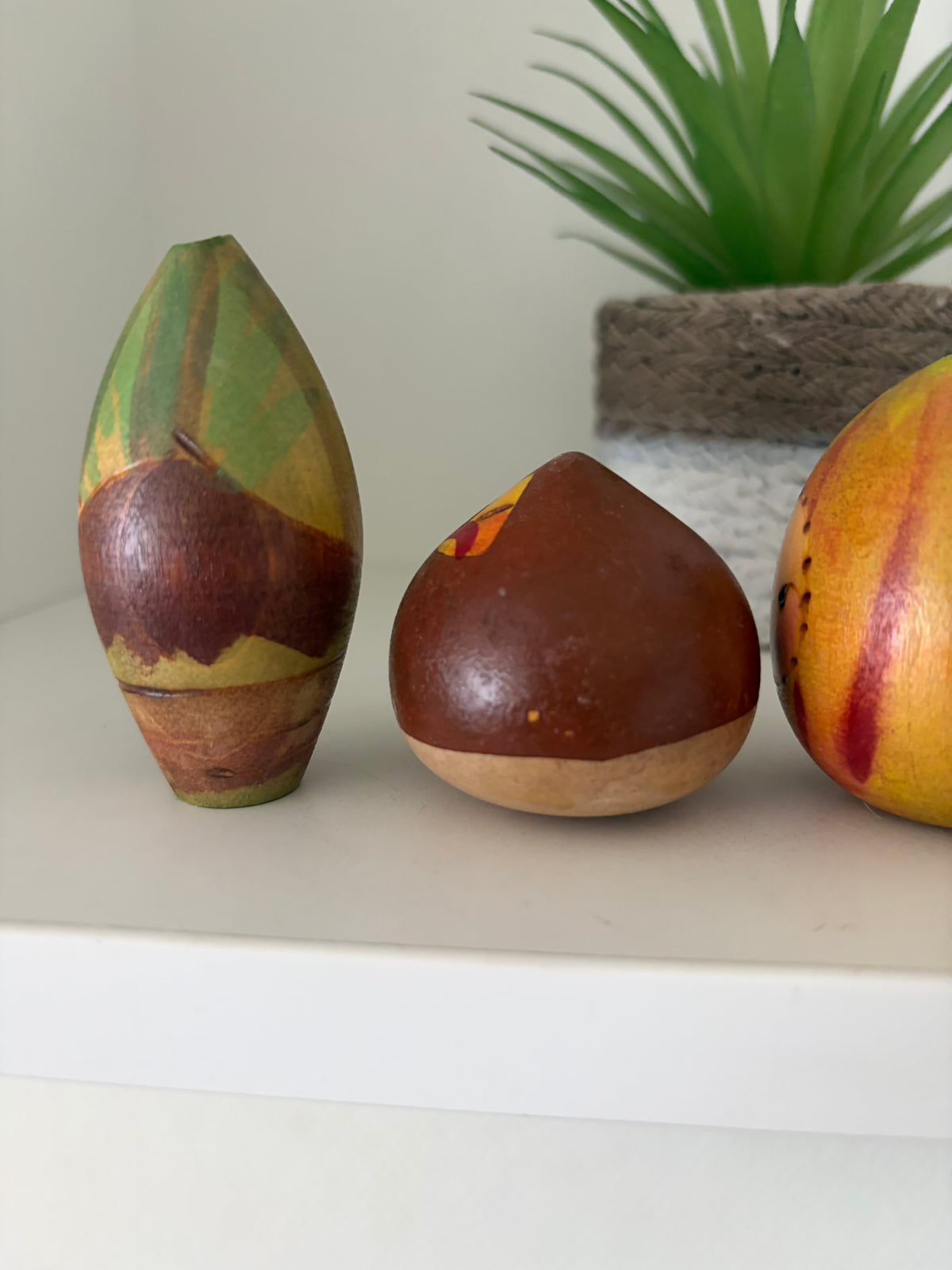 Rare vintage set of mixed vegetables kokeshi by Hiroe Fukushima