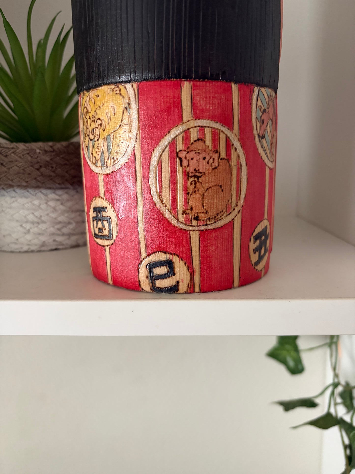 Unique Modern Sosaku kokeshi by Yuko Yamazaki - With box