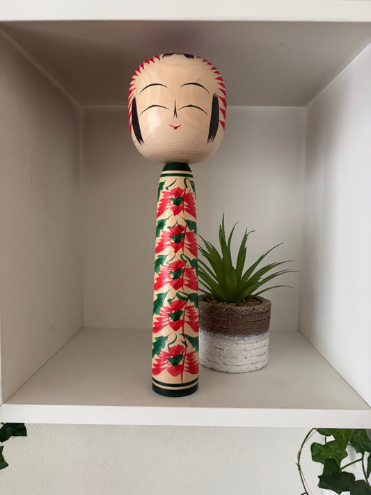 Lovely vintage traditional Togatta kokeshi by Teruo Sato (1919-)