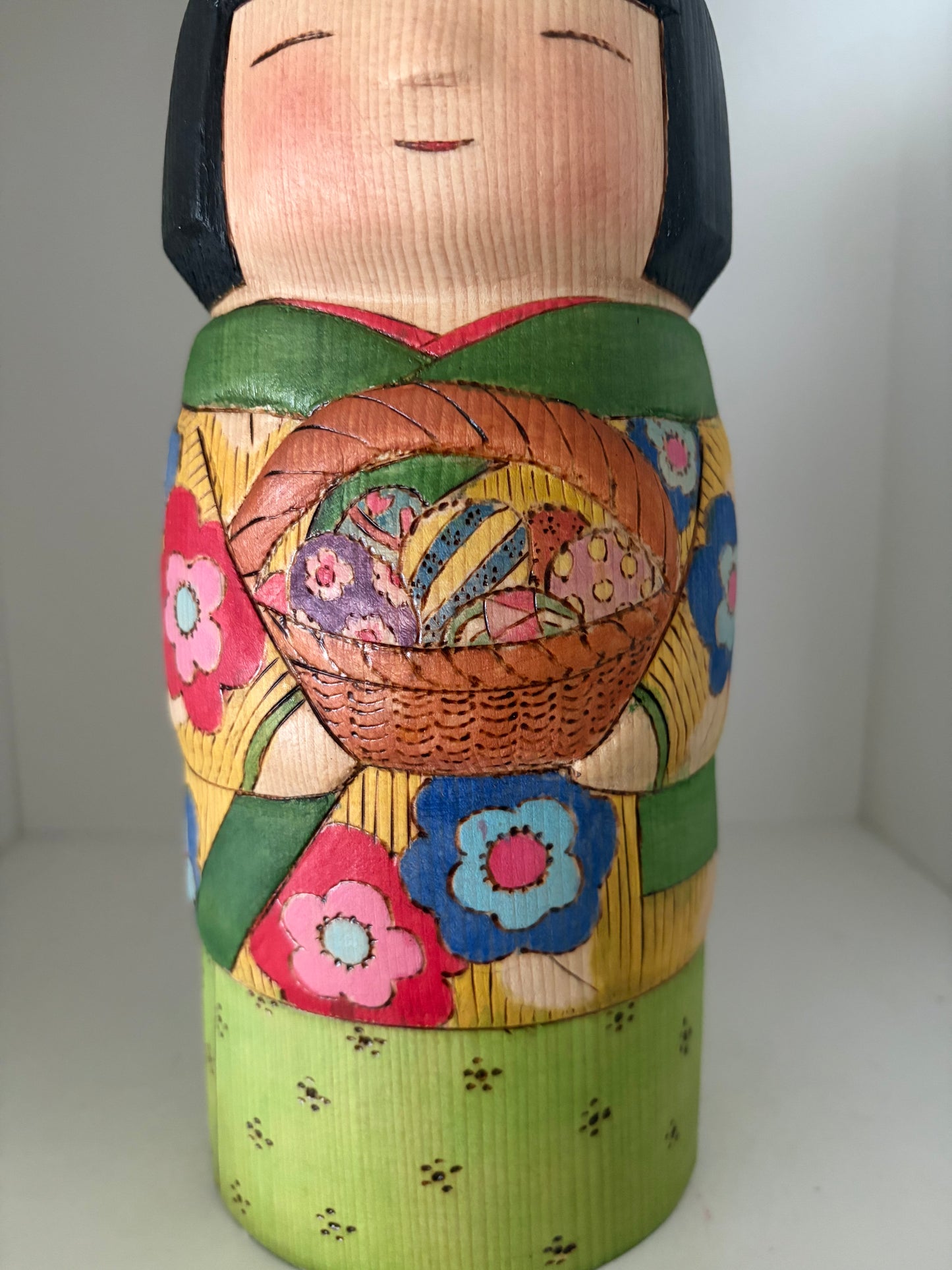 Modern Sosaku kokeshi by Yuko Yamazaki is part of her Easter Series - With box