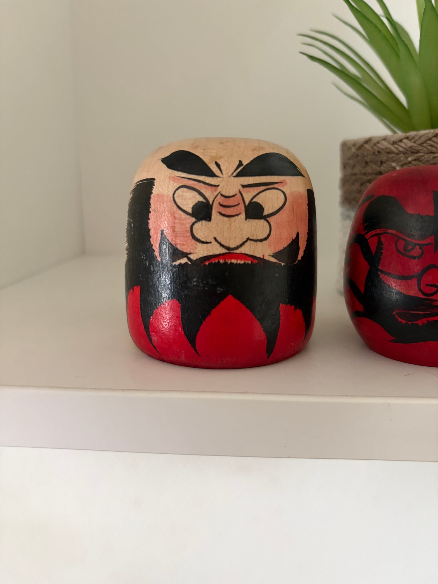 Set of 2 vintage Daruma kokeshi.