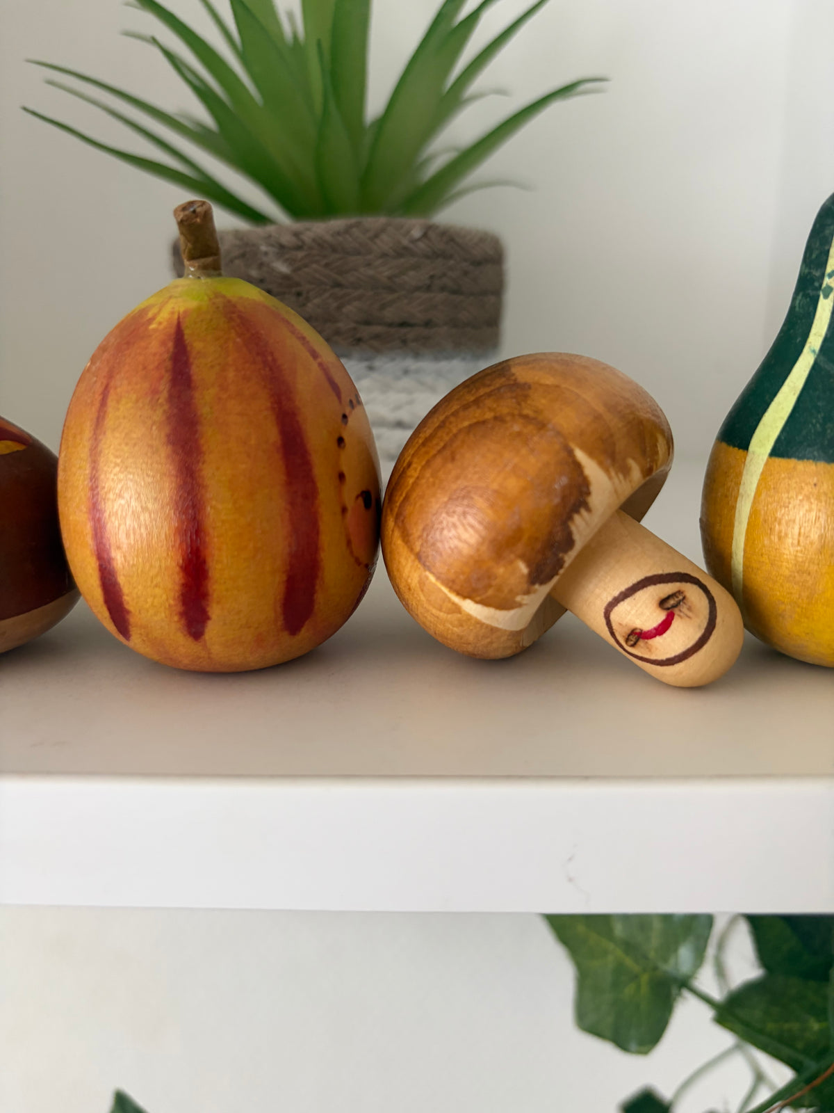 Rare vintage set of mixed vegetables kokeshi by Hiroe Fukushima