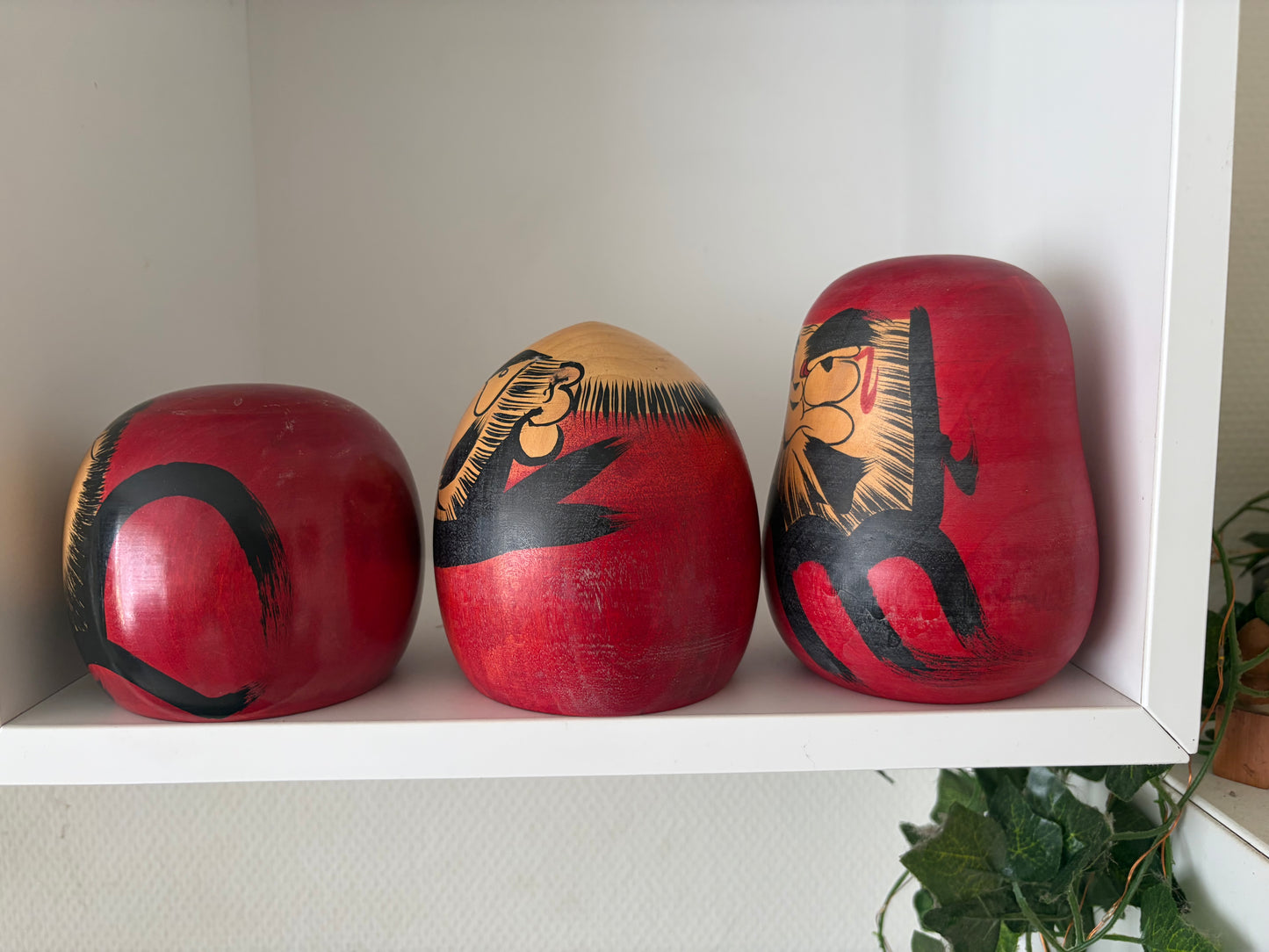 Complete first edition collection of 10 Daruma kokeshi by the Sony Family Club