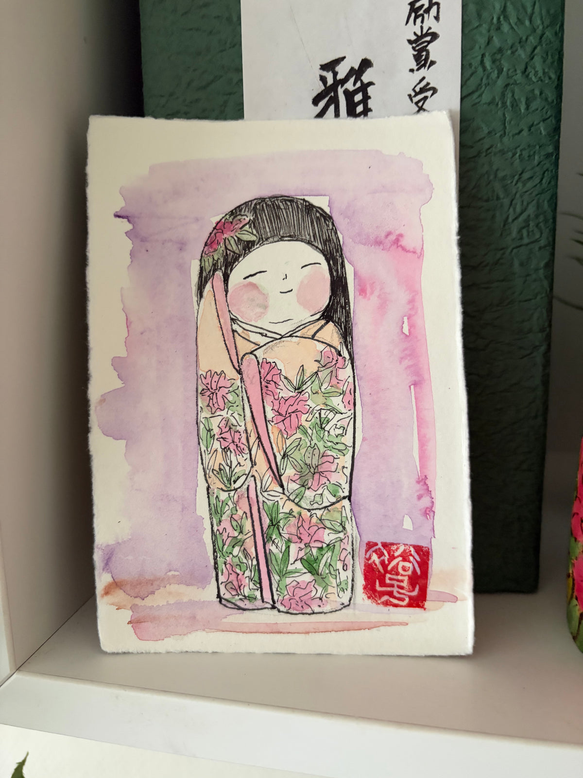 Exclusive one of a kind kokeshi by Yuko Yamazaki