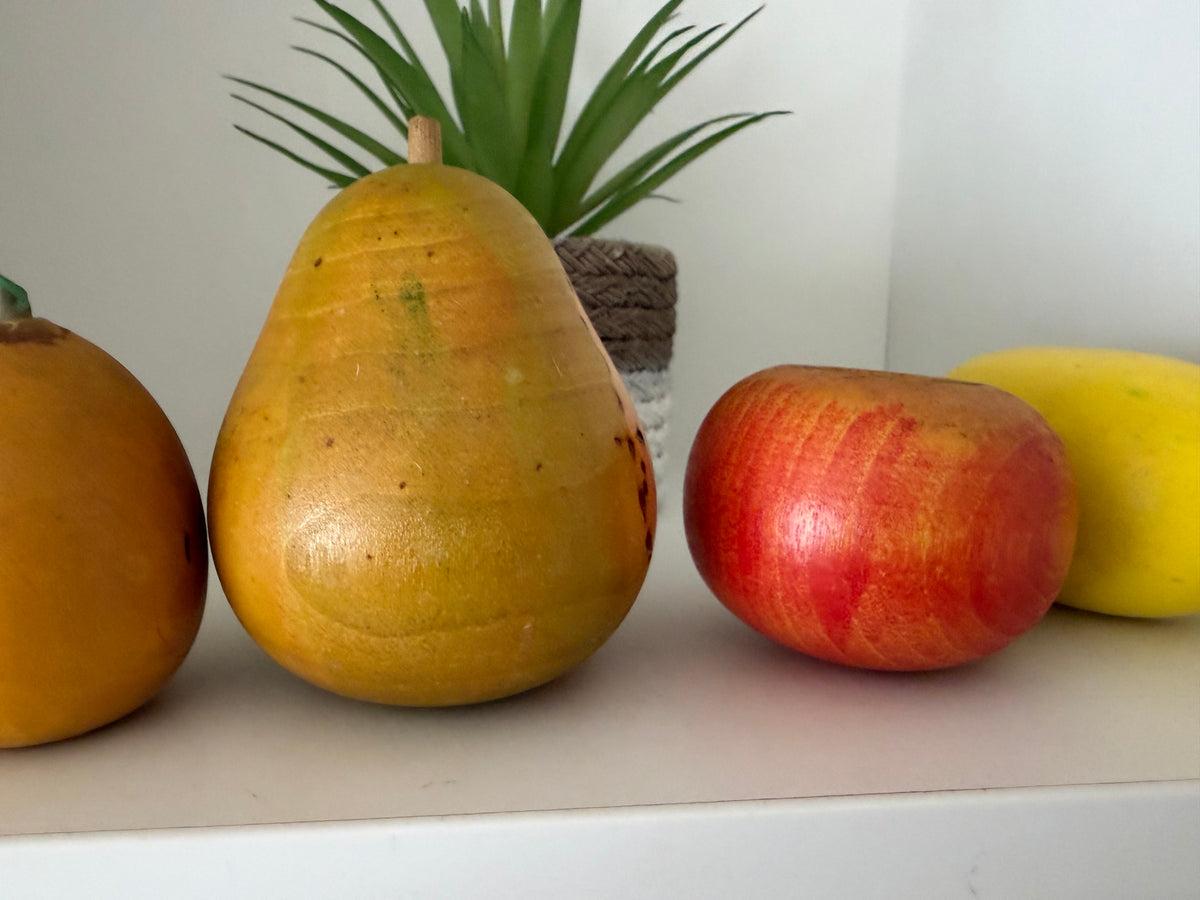 Rare vintage set of mixed fruits kokeshi by Hiroe Fukushima