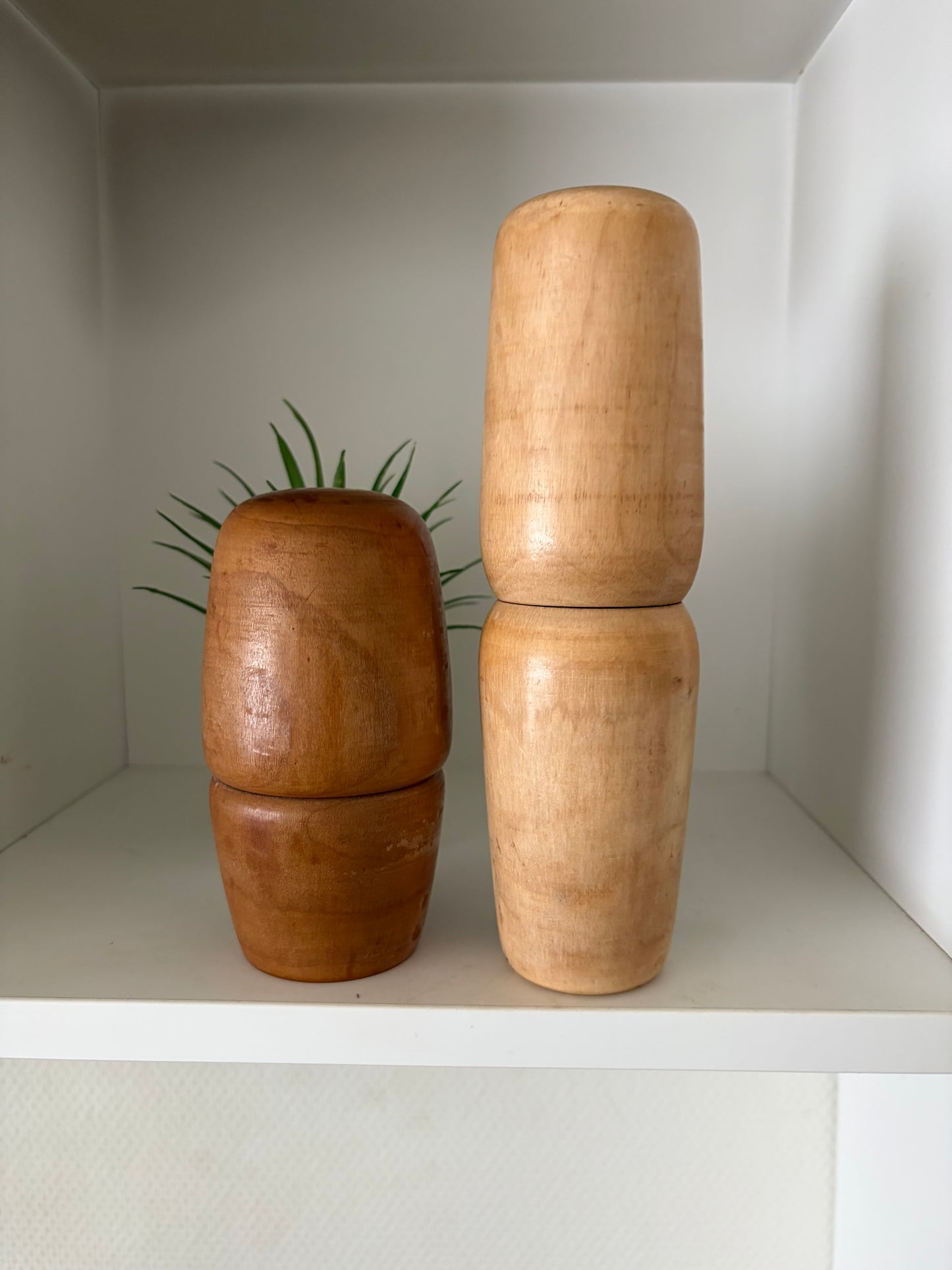 Rare Vintage set off two Creative Kokeshi by renowned artisan Ikuyoshi Yokozuka