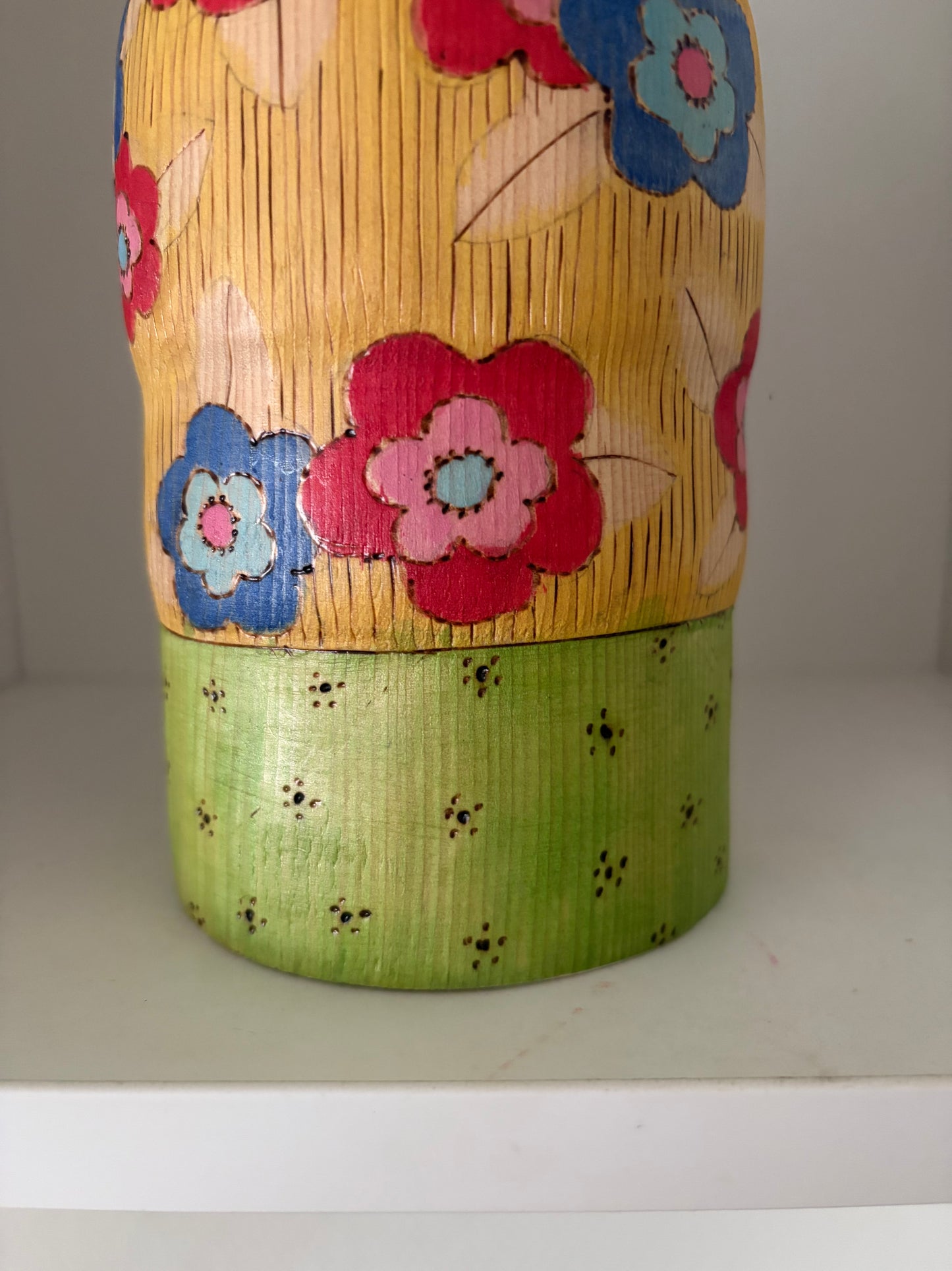 Modern Sosaku kokeshi by Yuko Yamazaki is part of her Easter Series - With box