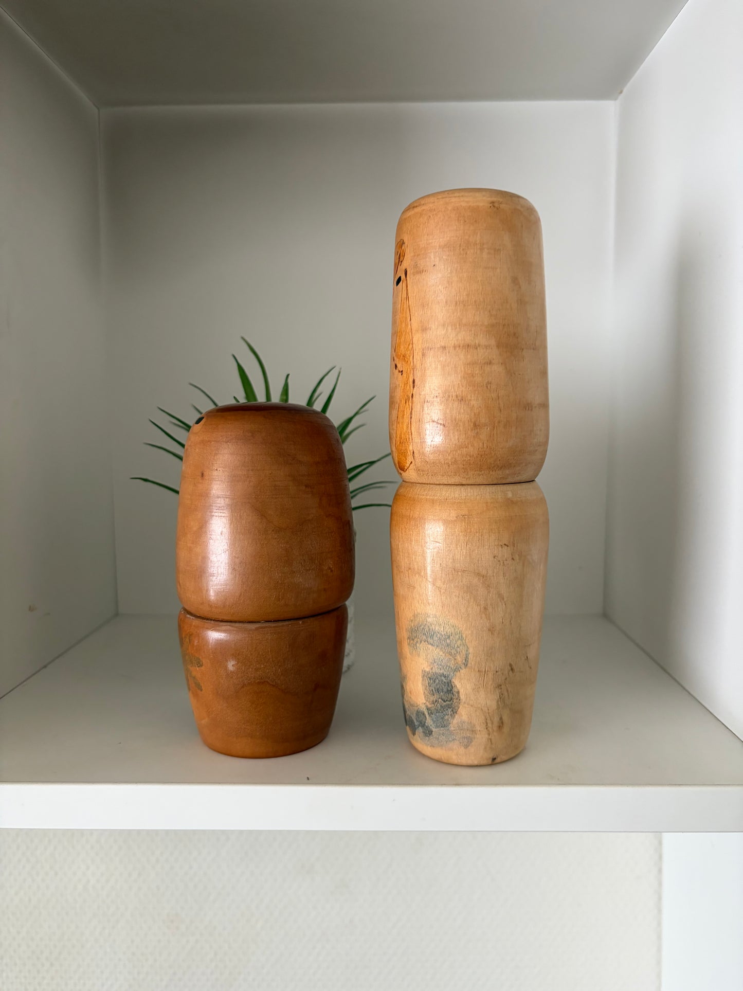 Rare Vintage set off two Creative Kokeshi by renowned artisan Ikuyoshi Yokozuka