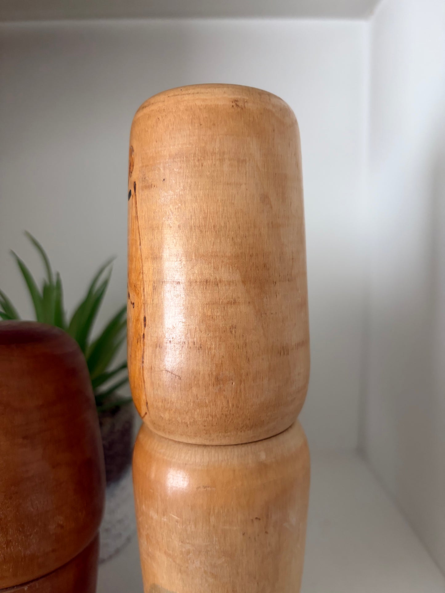 Rare Vintage set off two Creative Kokeshi by renowned artisan Ikuyoshi Yokozuka
