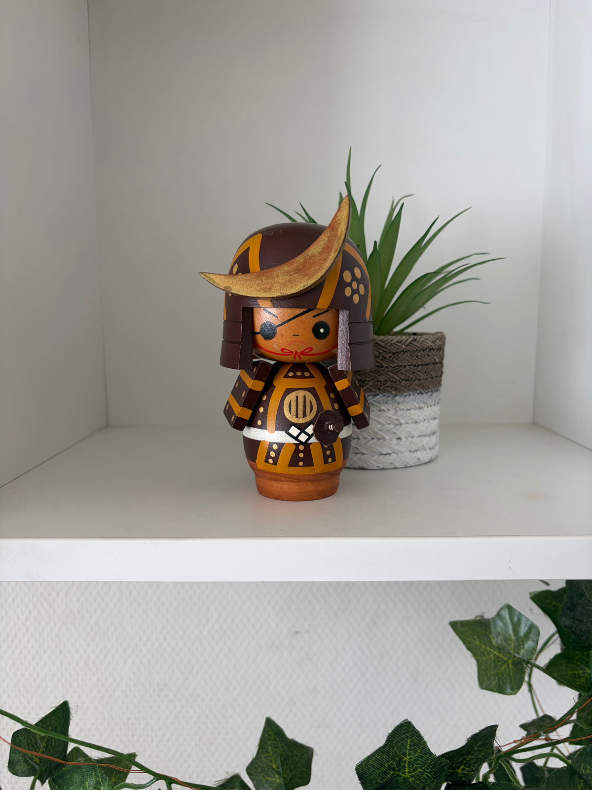 Lovely vintage Samurai kokeshi by Sato Soichi