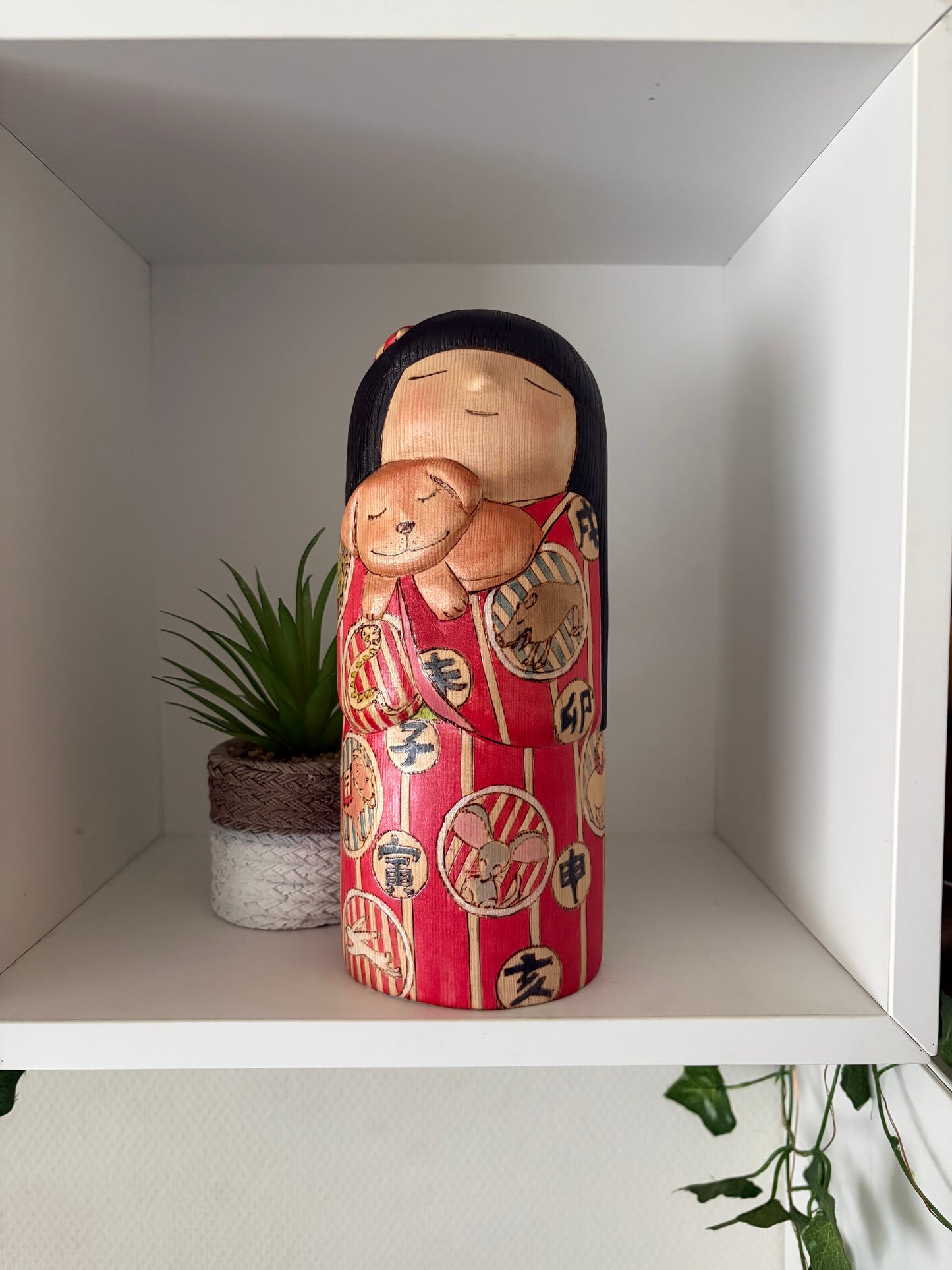 Unique Modern Sosaku kokeshi by Yuko Yamazaki - With box