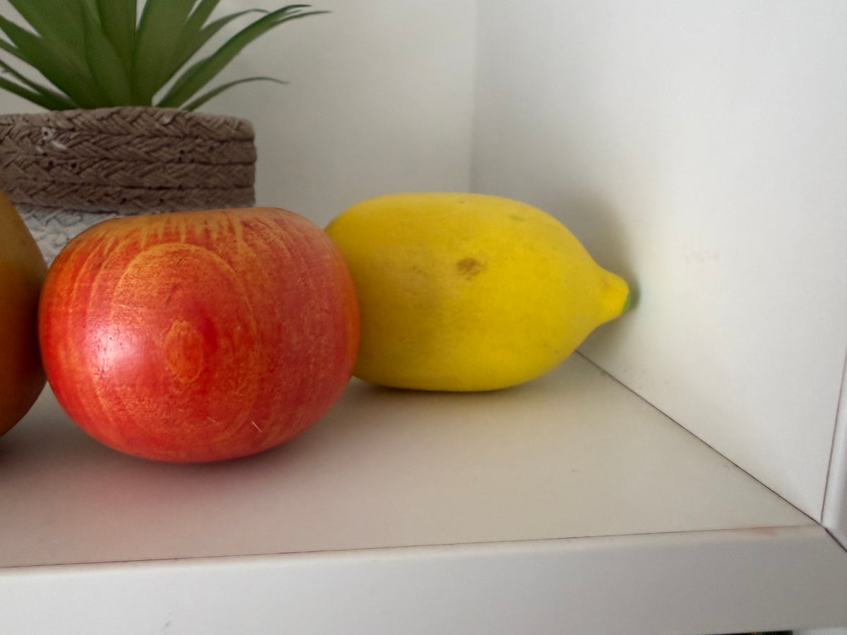 Rare vintage set of mixed fruits kokeshi by Hiroe Fukushima