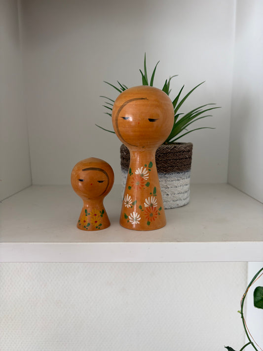 Vintage Sosaku kokeshi by Yajima Suiho (1915-) Mother and child