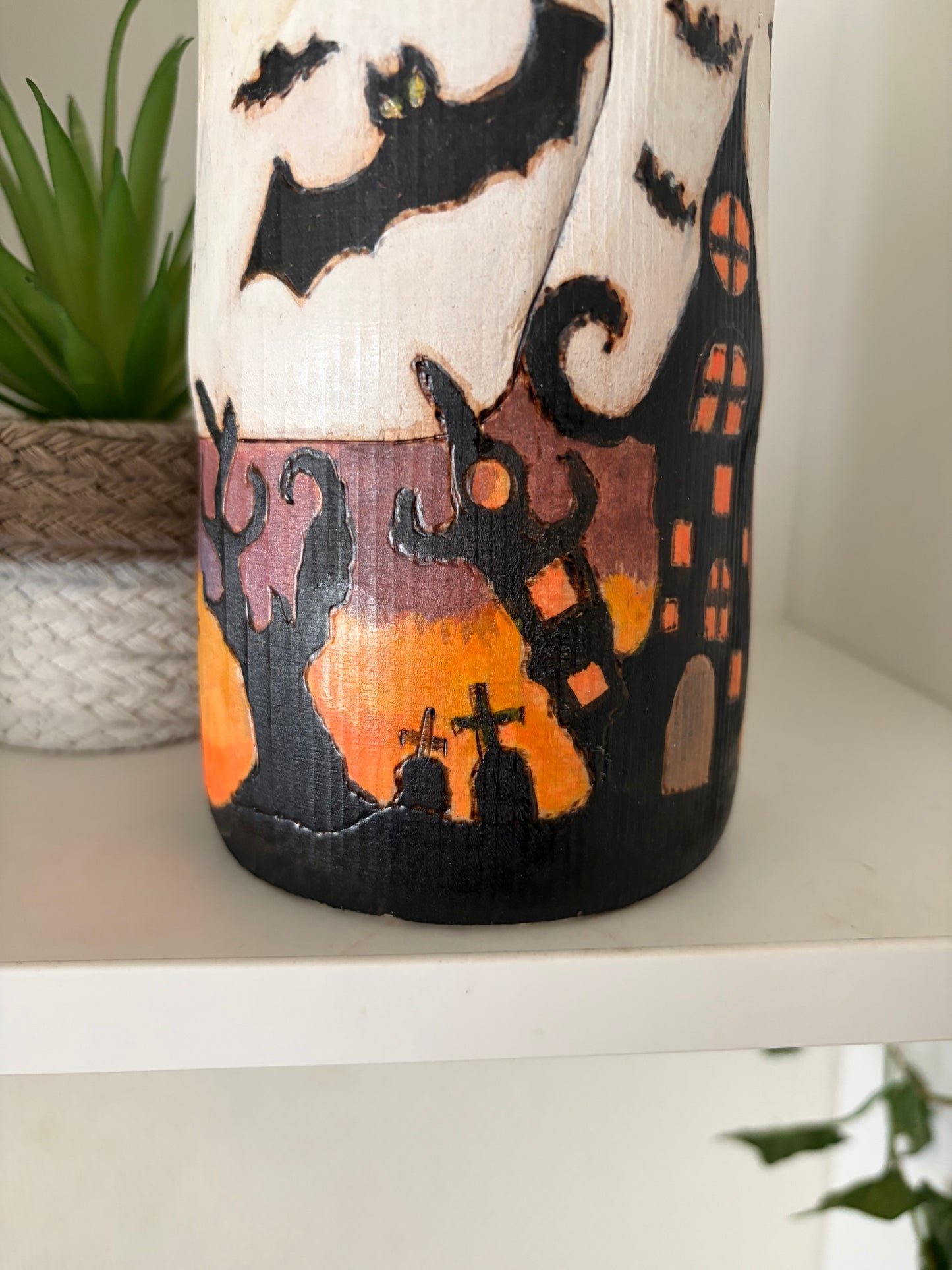 Modern Sosaku kokeshi by Yuko Yamazaki is part of her Halloween Series - With box