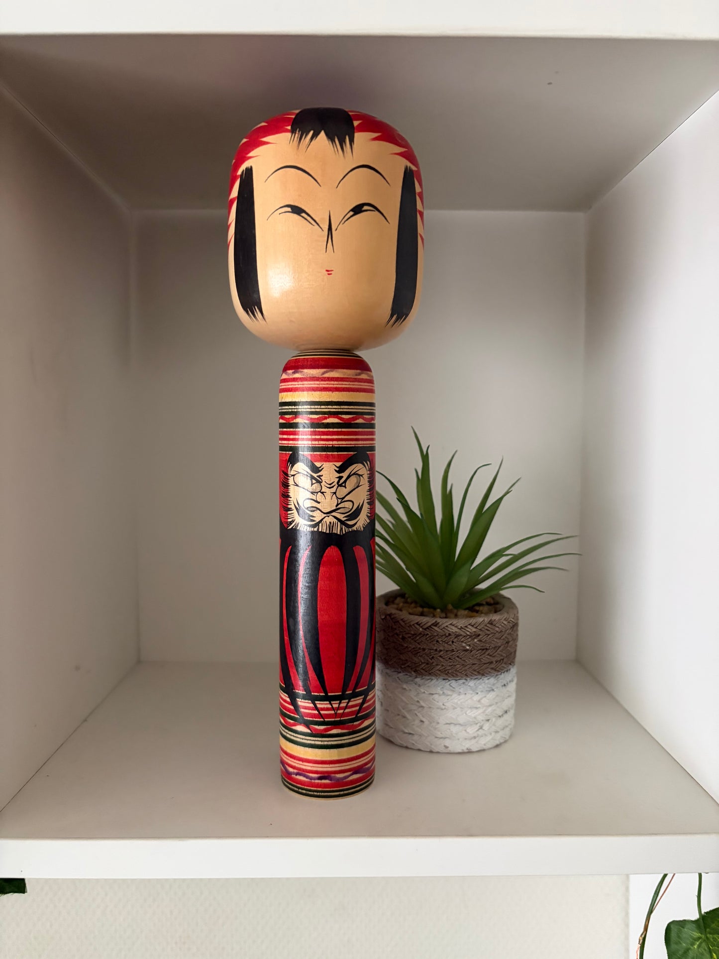 Vintage Togatta Kokeshi with Daruma made by Morimasa Sato (1926-2017)