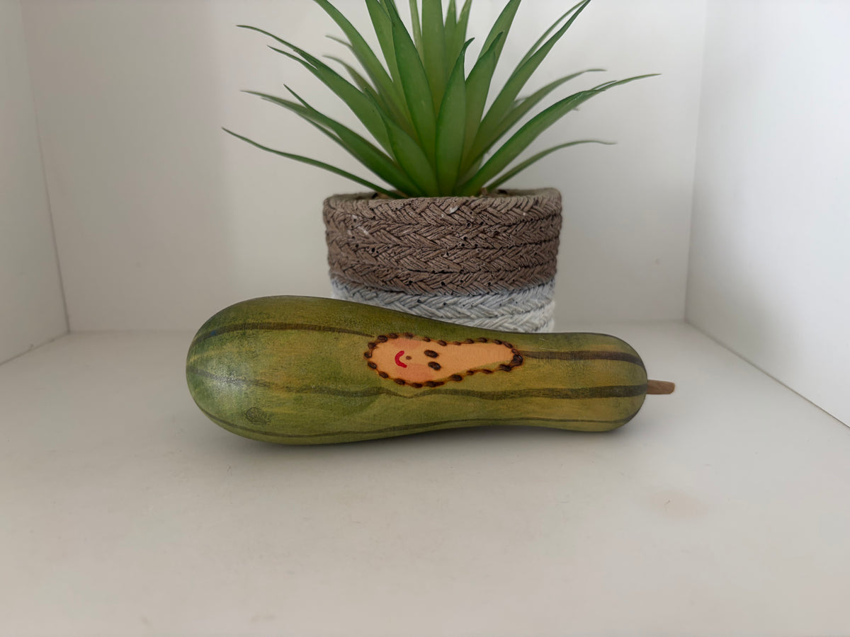 Rare cucumber kokeshi by Hiroe Fukushima