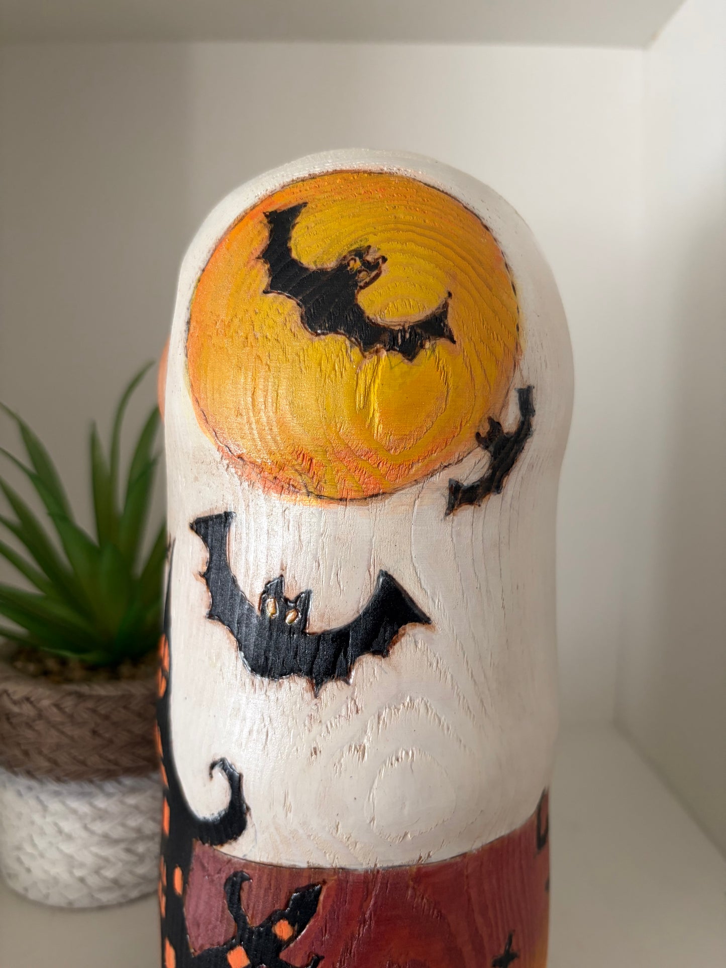 Modern Sosaku kokeshi by Yuko Yamazaki is part of her Halloween Series - With box