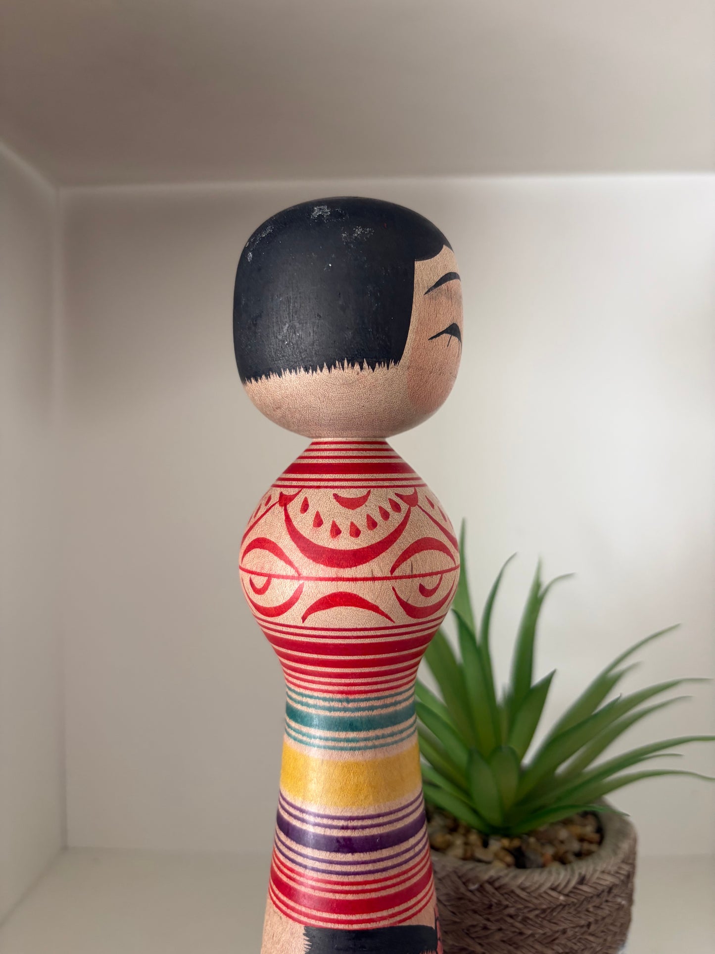 Vintage Traditional Tsugaru kokeshi with Daruma by Mitsuo Mori.