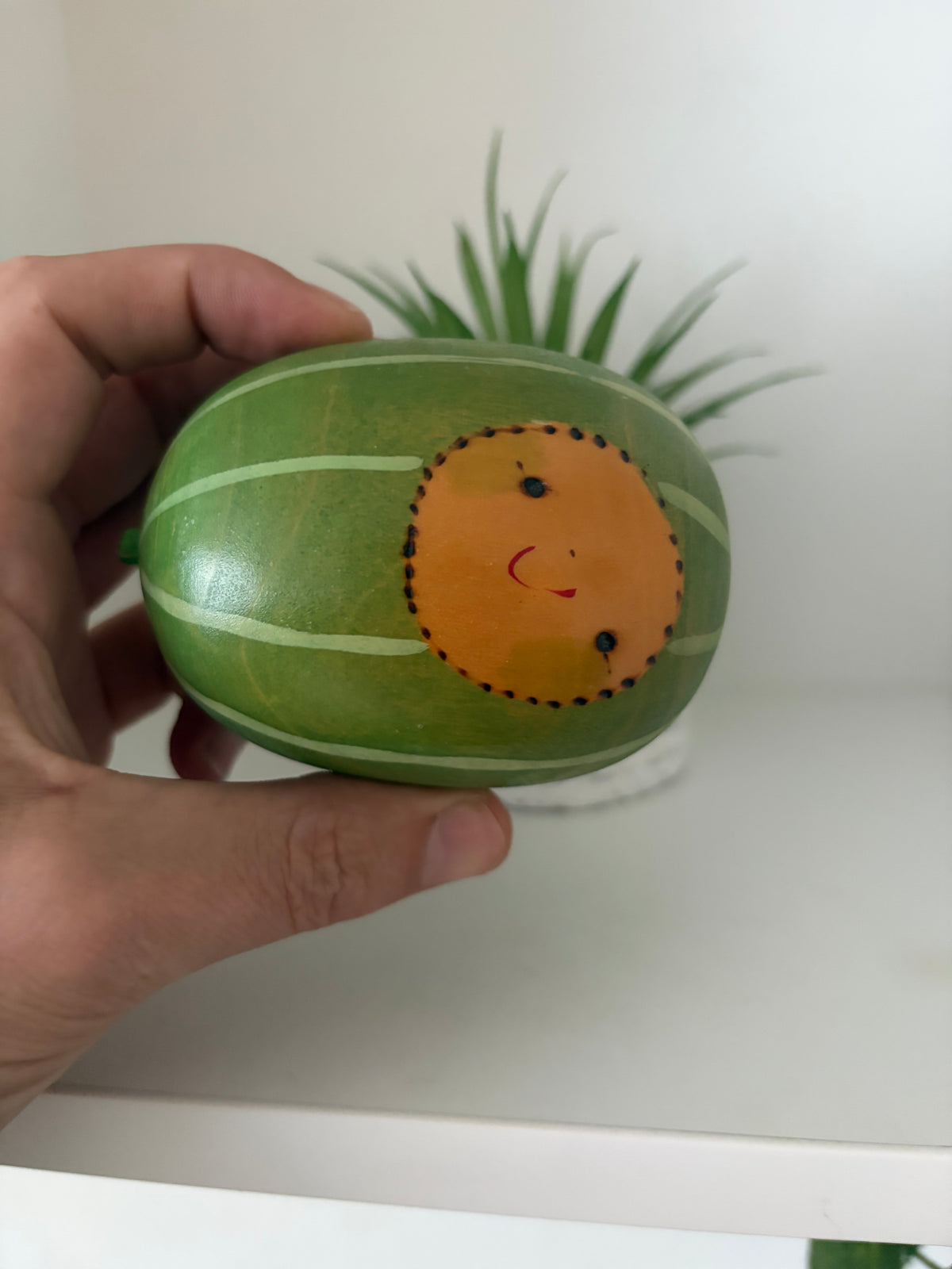 Rare vintage watermelon kokeshi by Hiroe Fukushima