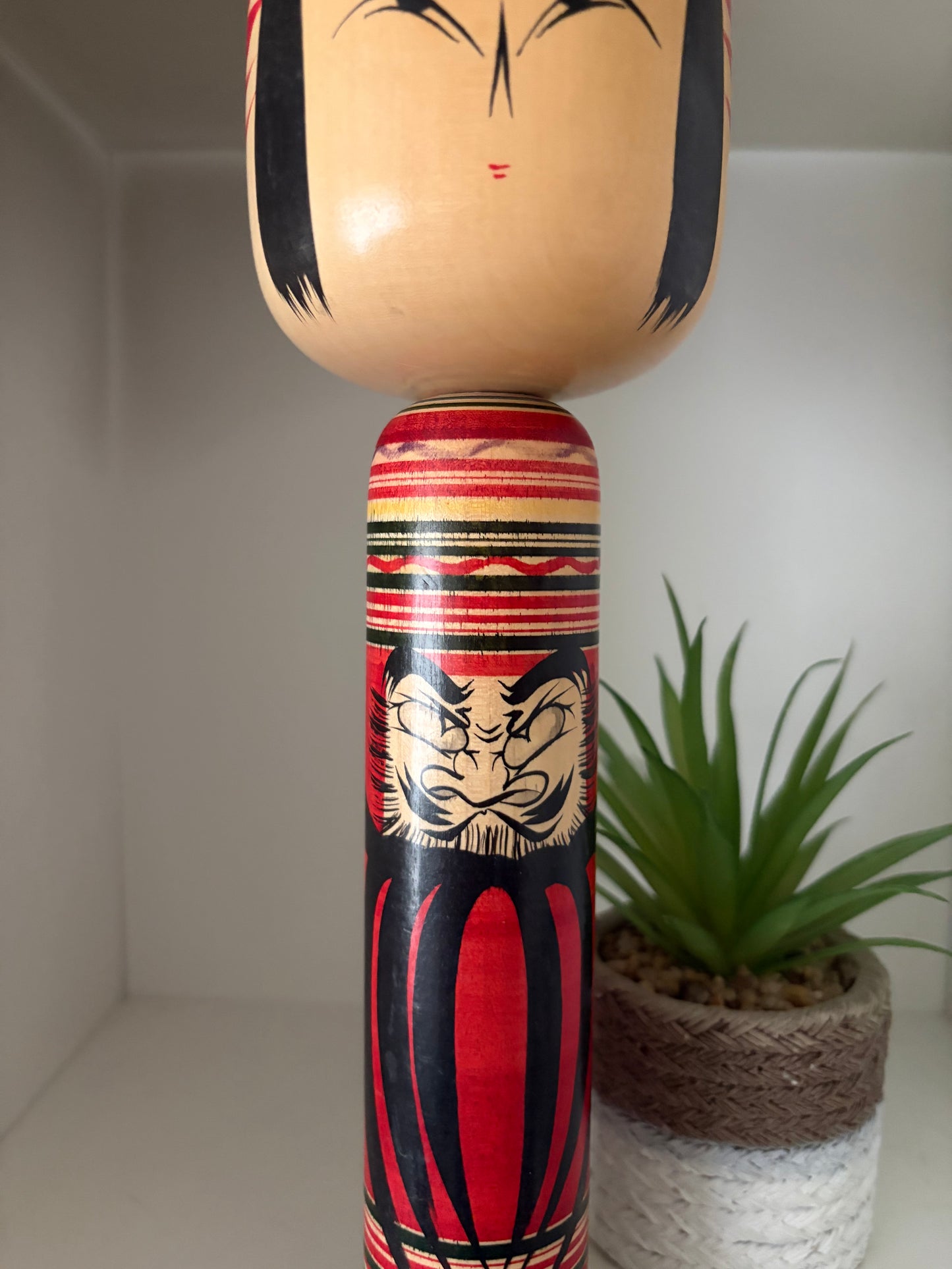 Vintage Togatta Kokeshi with Daruma made by Morimasa Sato (1926-2017)