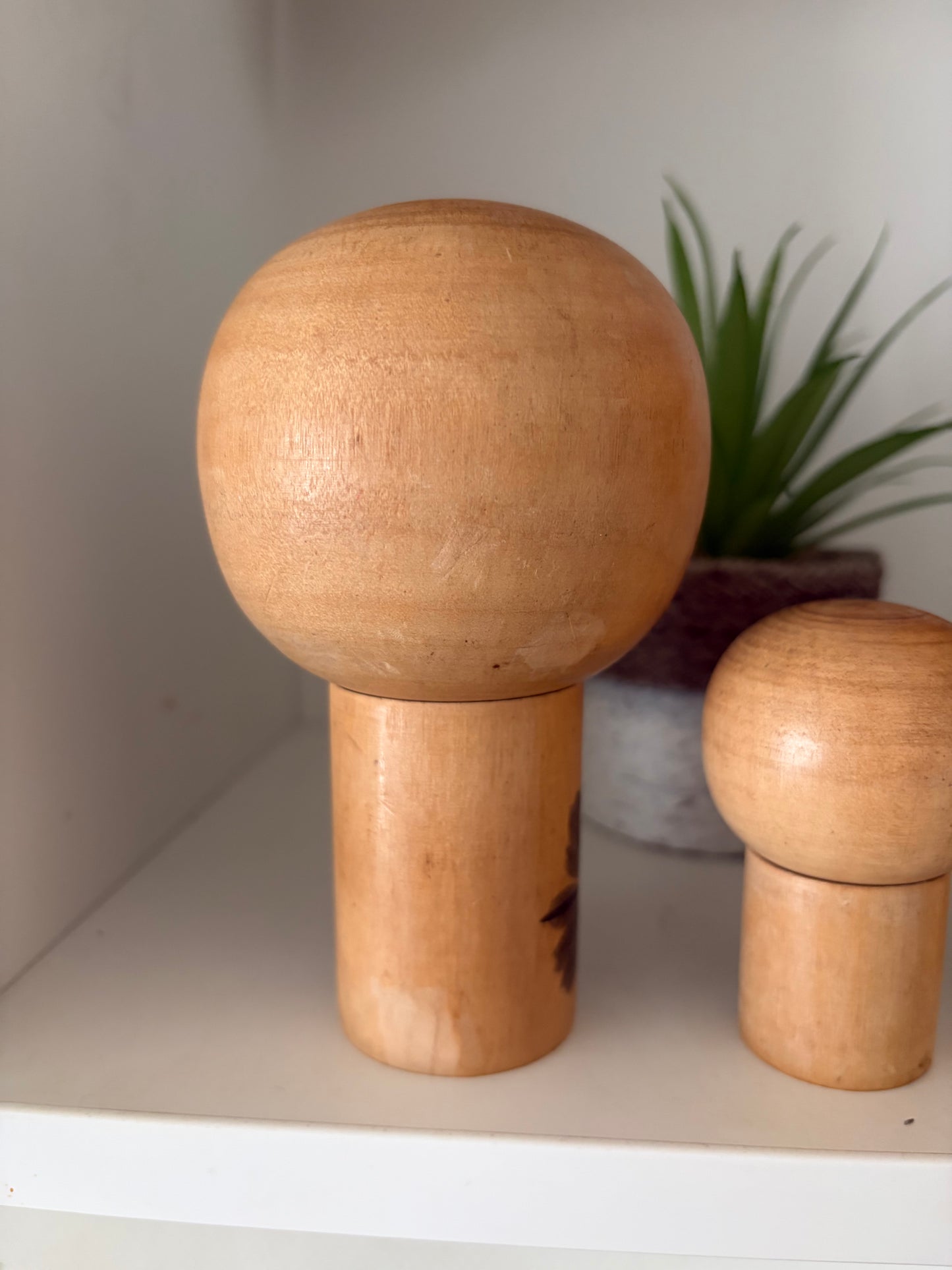 Rare Vintage set off two Creative Kokeshi by renowned artisan Ikuyoshi Yokozuka