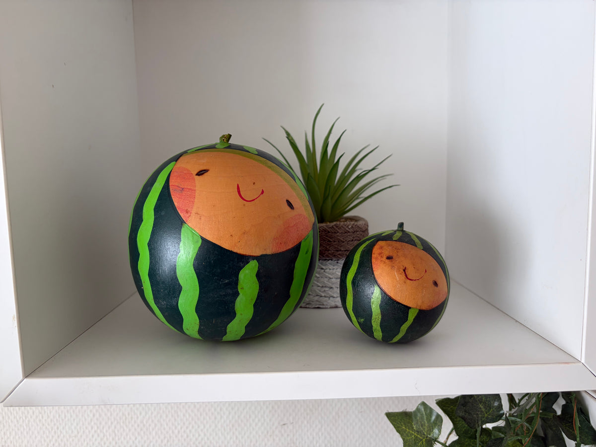 Rare vintage set watermelons kokeshi by Hiroe Fukushima
