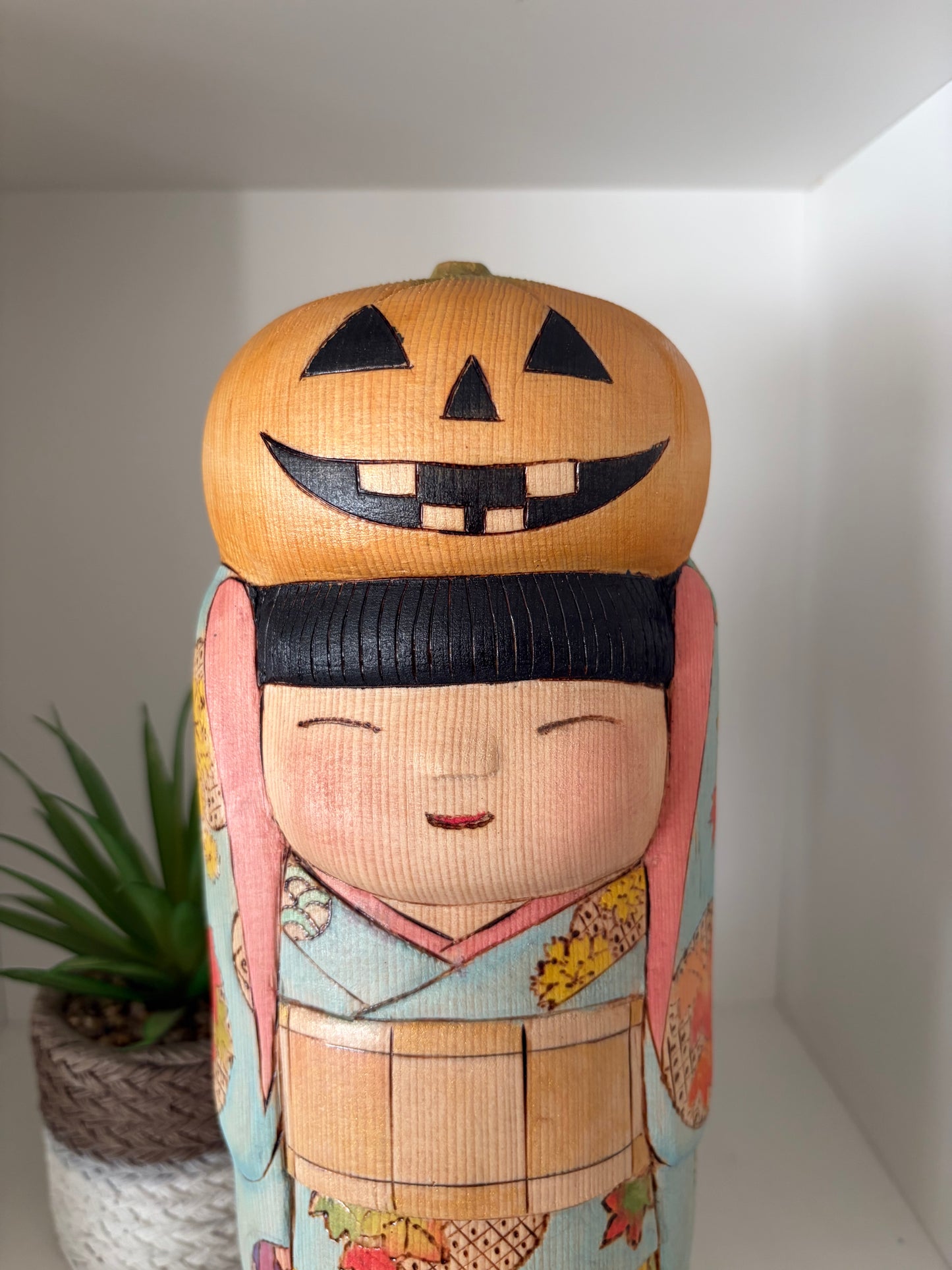 Modern Sosaku kokeshi by Yuko Yamazaki is part of her Halloween Series - With box