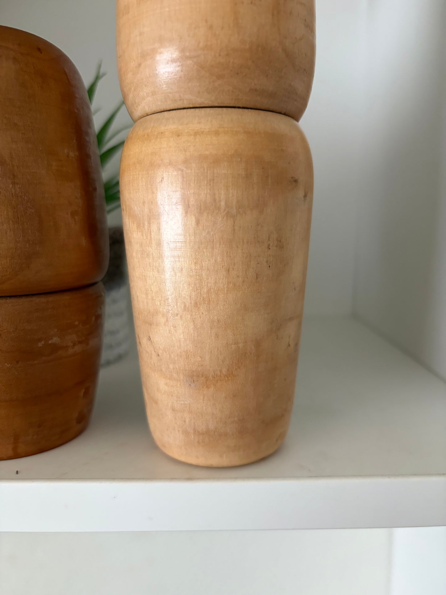 Rare Vintage set off two Creative Kokeshi by renowned artisan Ikuyoshi Yokozuka
