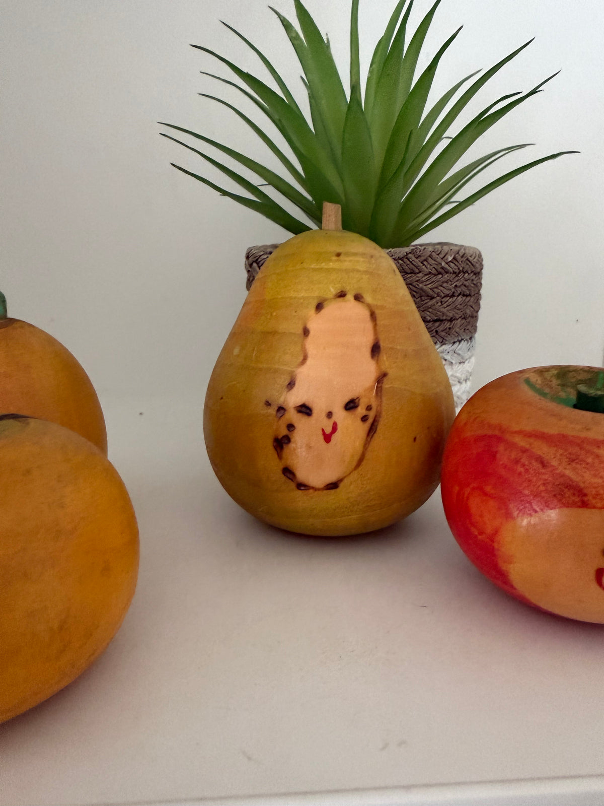Rare vintage set of mixed fruits kokeshi by Hiroe Fukushima