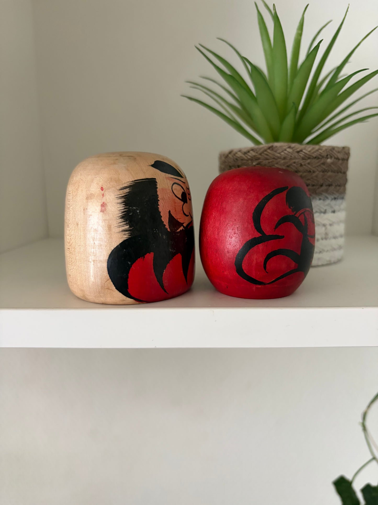 Set of 2 vintage Daruma kokeshi.
