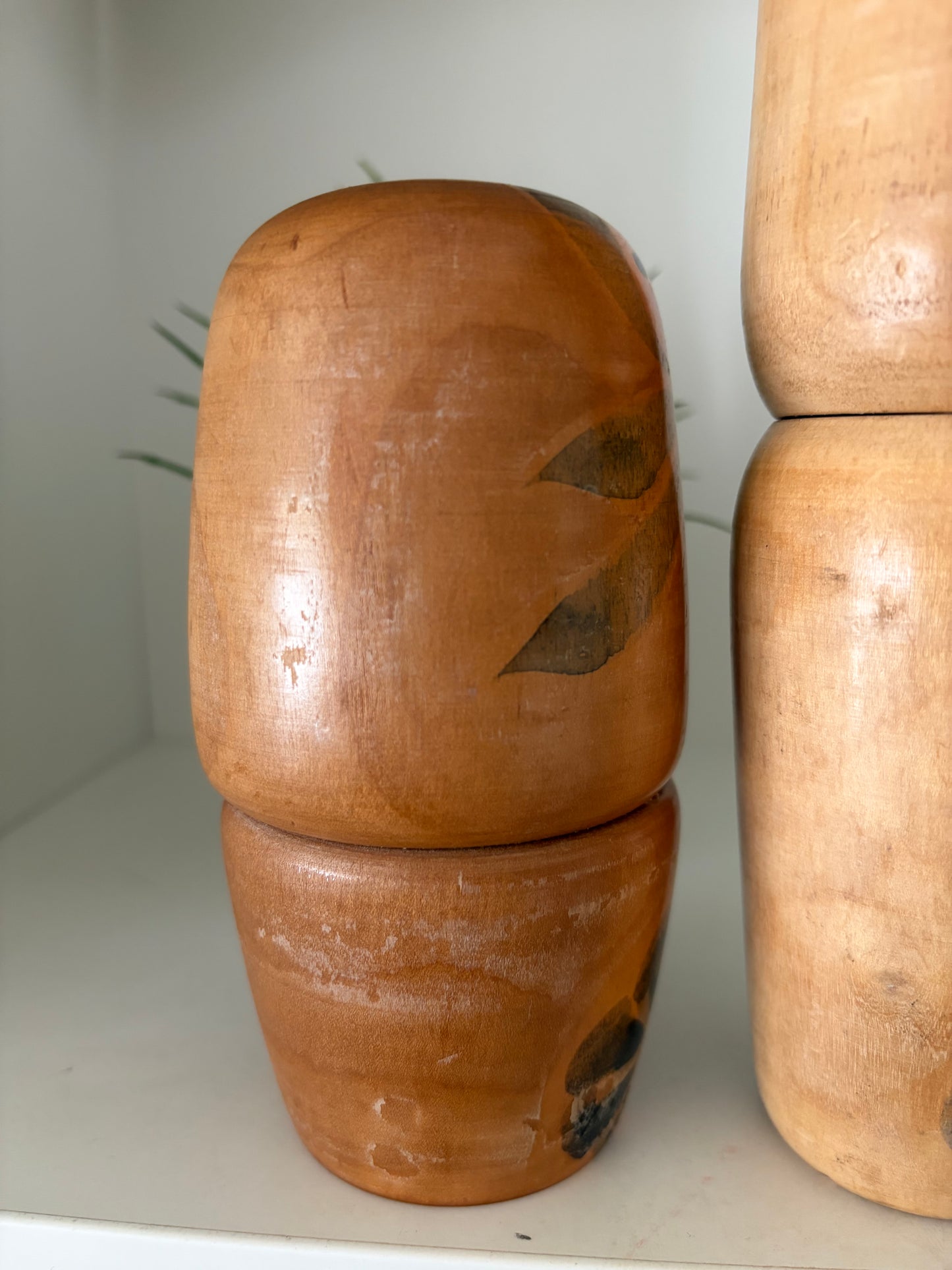 Rare Vintage set off two Creative Kokeshi by renowned artisan Ikuyoshi Yokozuka