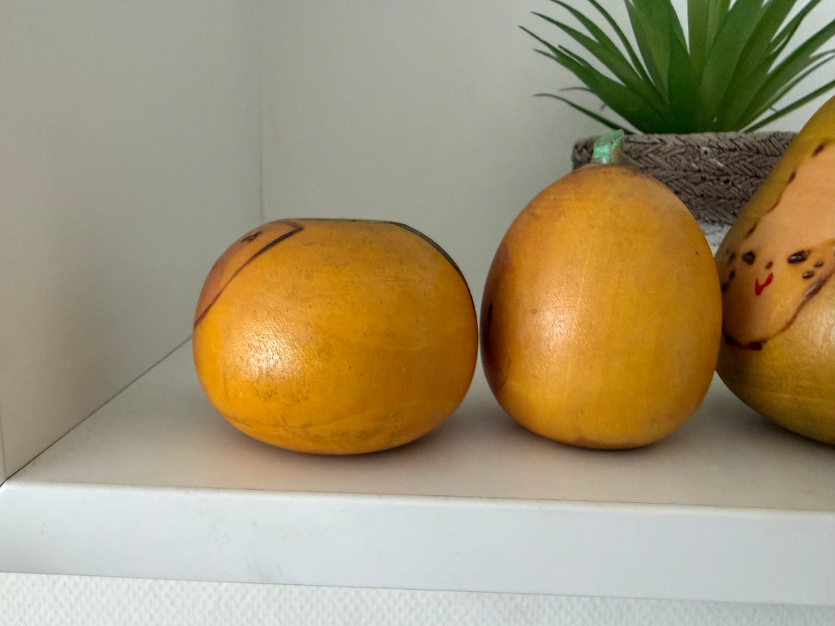 Rare vintage set of mixed fruits kokeshi by Hiroe Fukushima