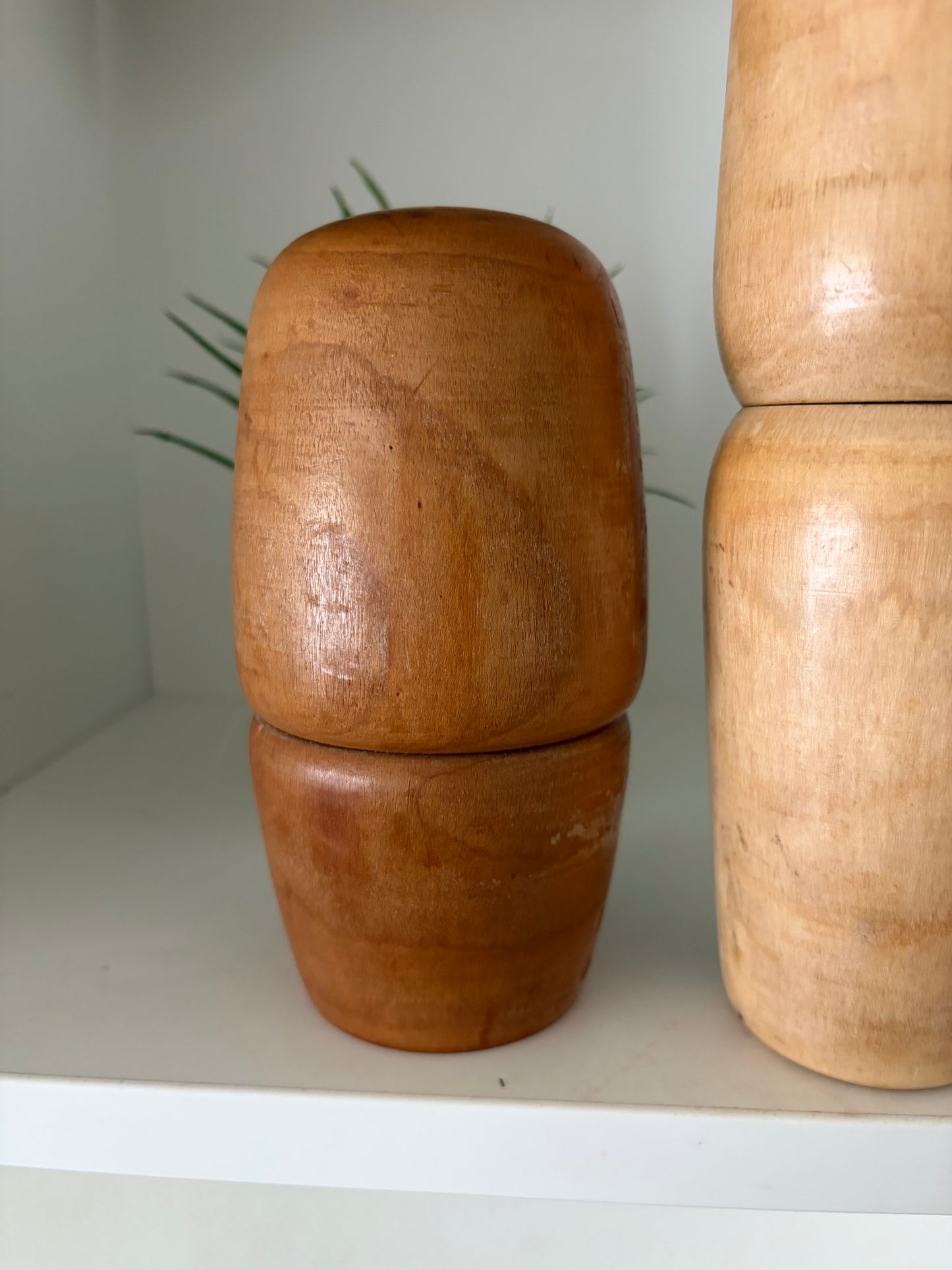 Rare Vintage set off two Creative Kokeshi by renowned artisan Ikuyoshi Yokozuka