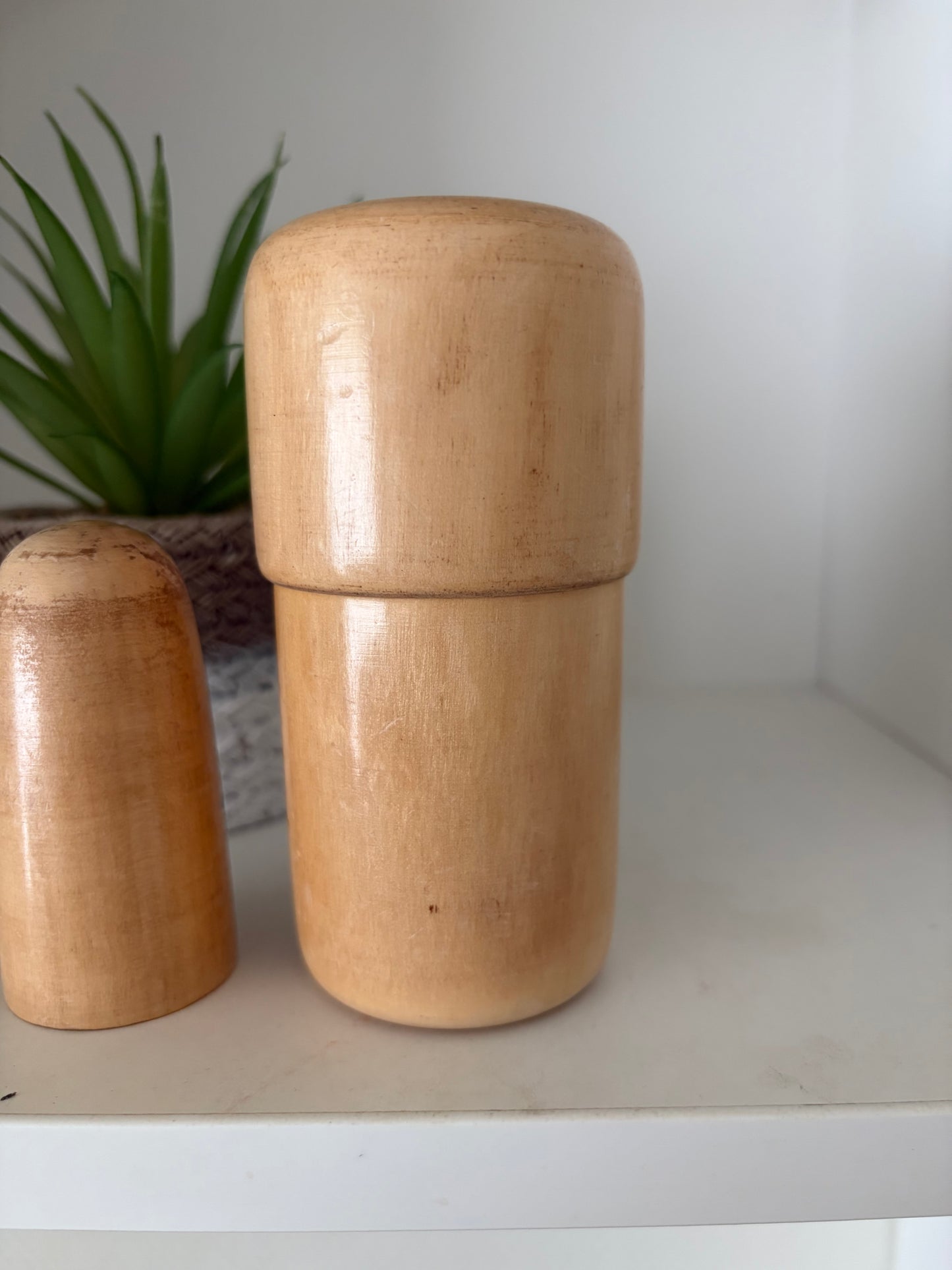 Rare Vintage set off two Creative Kokeshi by renowned artisan Ikuyoshi Yokozuka
