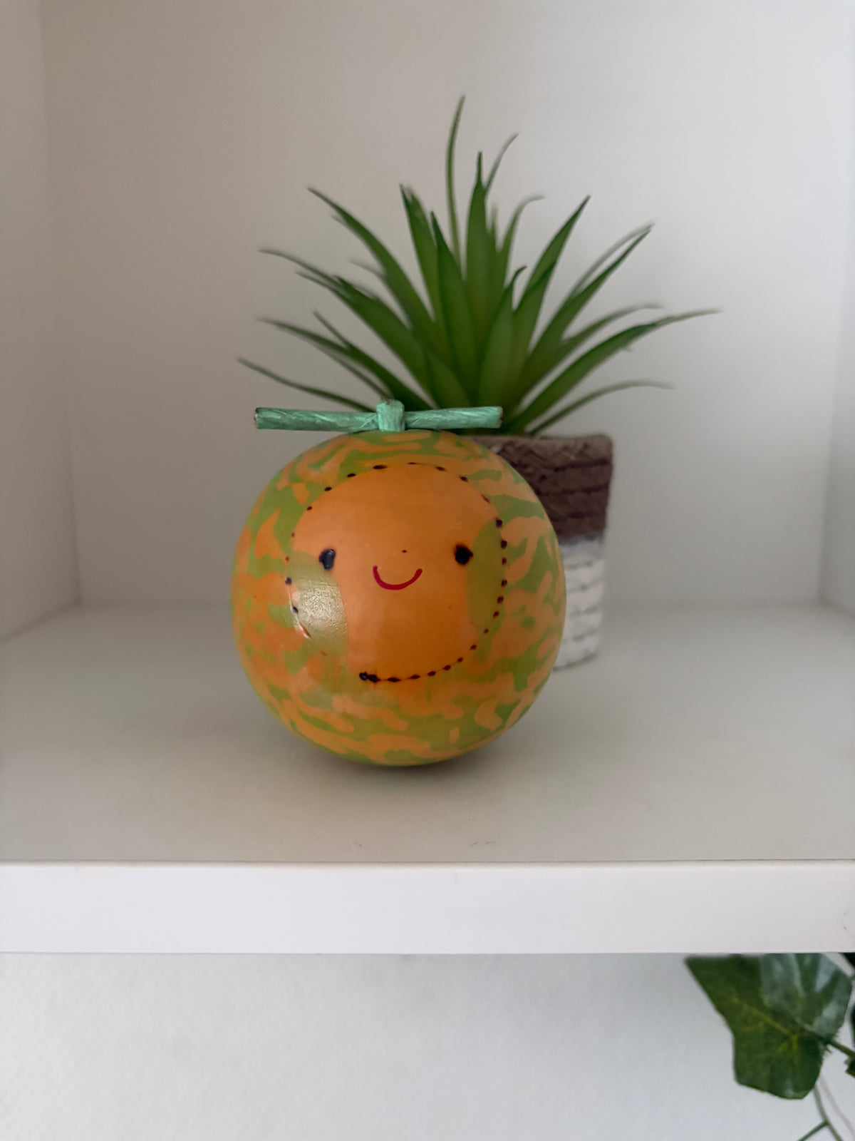 Rare vintage melon kokeshi by Hiroe Fukushima