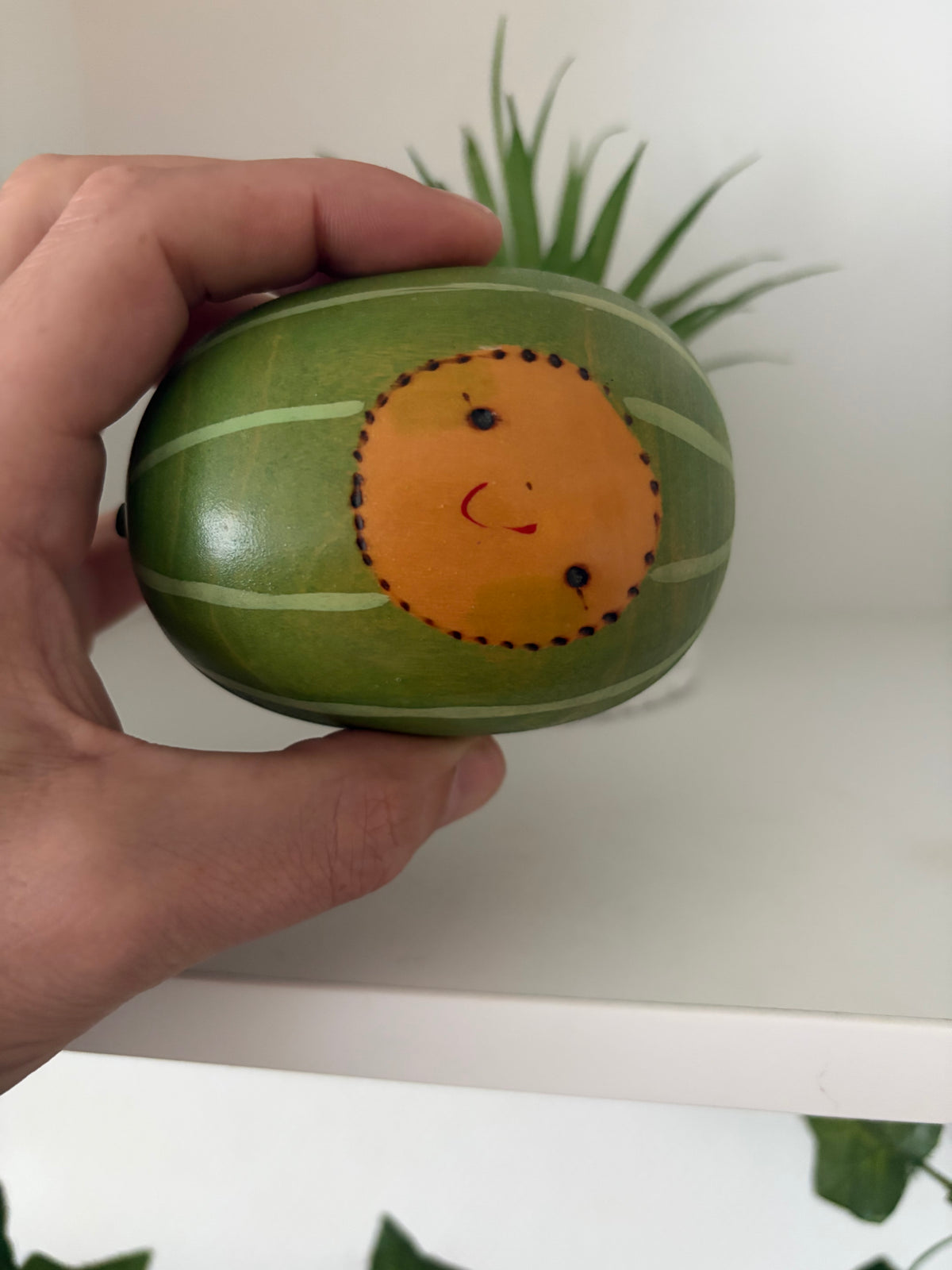 Rare vintage watermelon kokeshi by Hiroe Fukushima