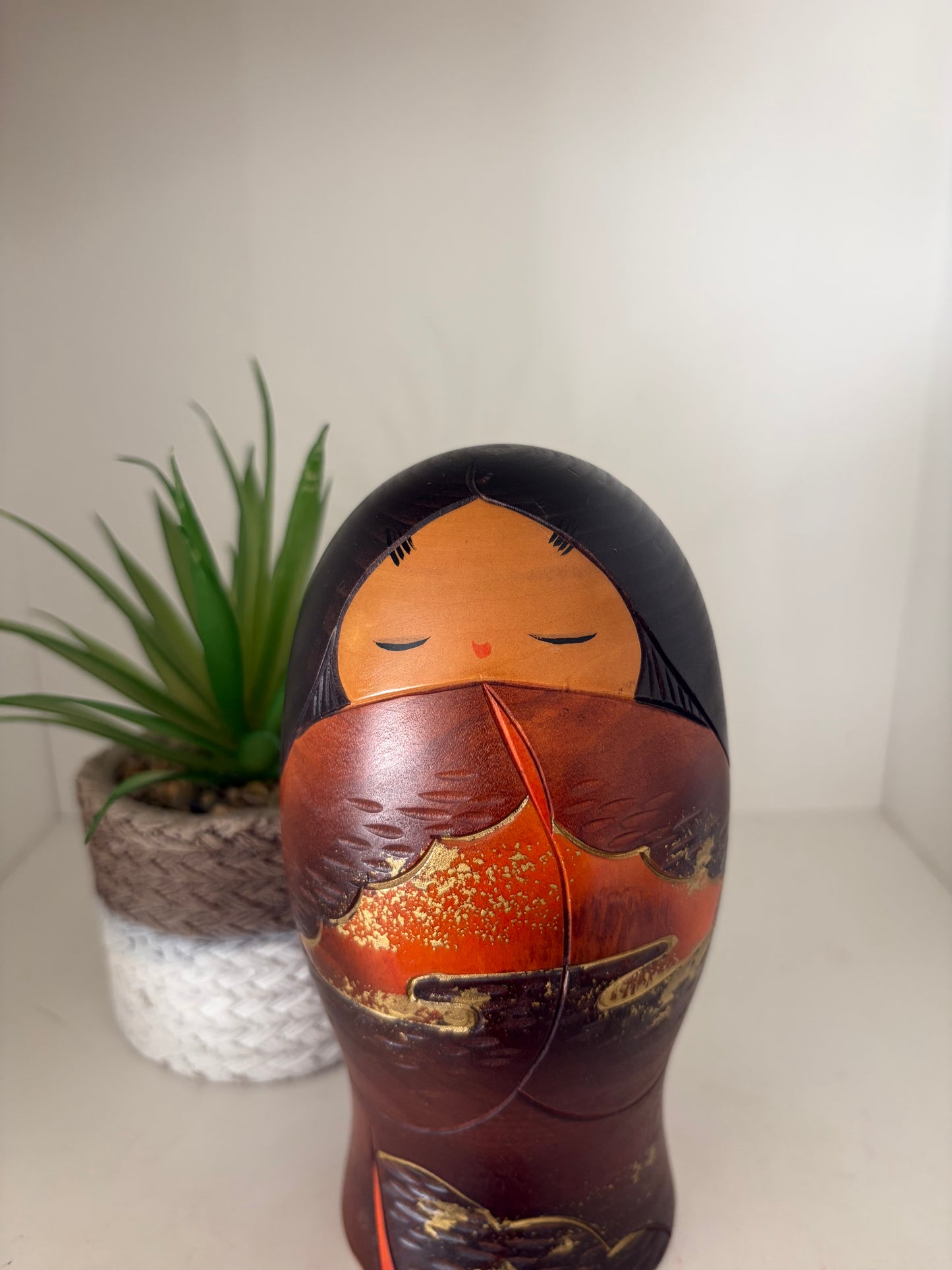 Vintage Sosaku kokeshi by Aoki Ryoka (1931-)