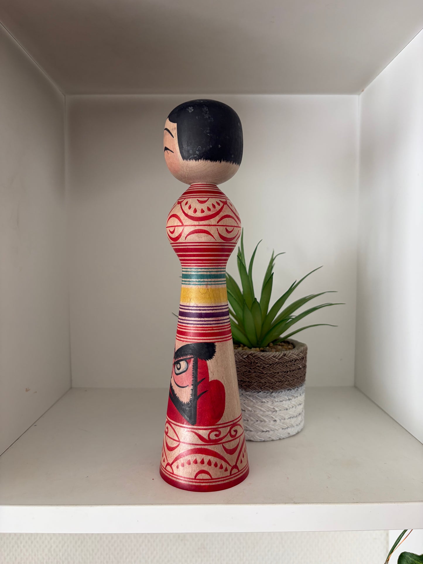 Vintage Traditional Tsugaru kokeshi with Daruma by Mitsuo Mori.