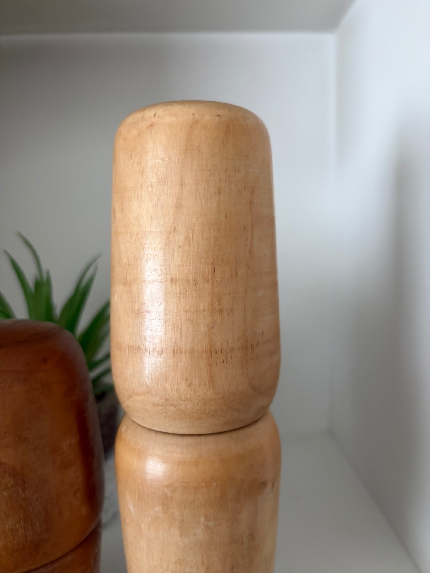 Rare Vintage set off two Creative Kokeshi by renowned artisan Ikuyoshi Yokozuka