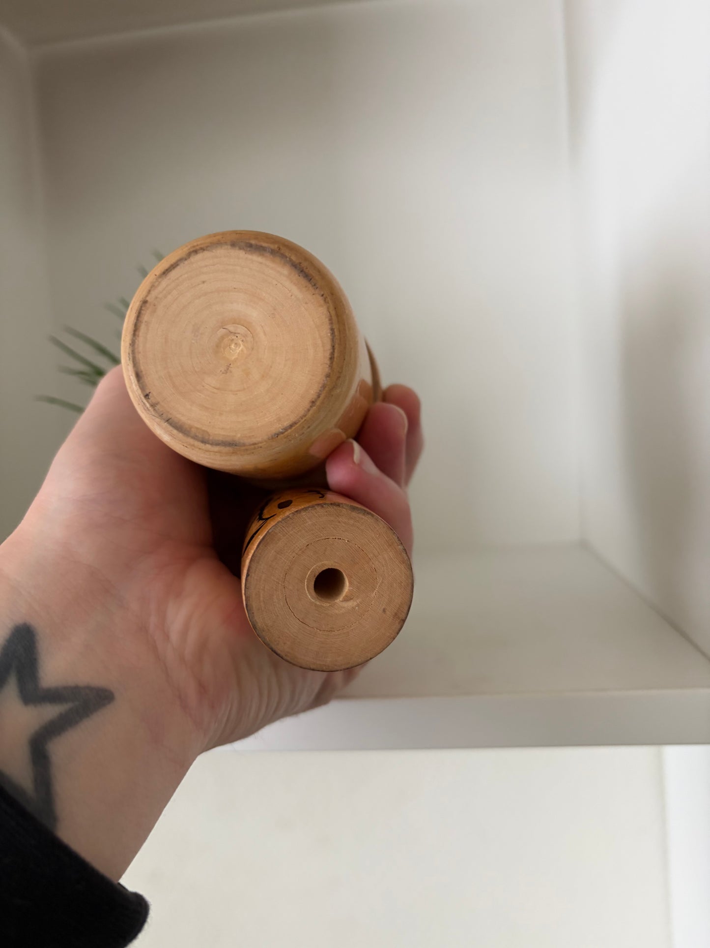 Rare Vintage set off two Creative Kokeshi by renowned artisan Ikuyoshi Yokozuka