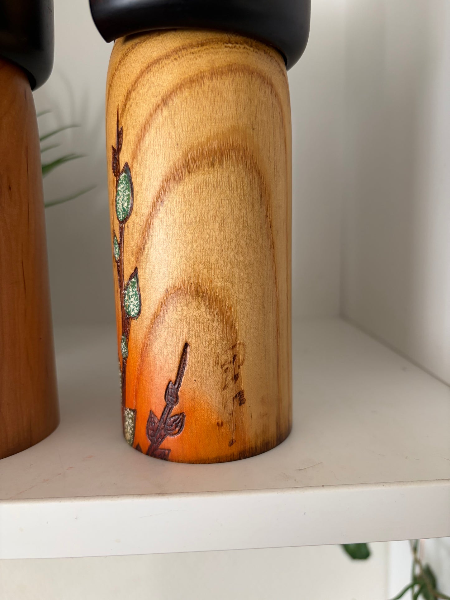Set of two vintage Gumma kokeshi by Usaburo