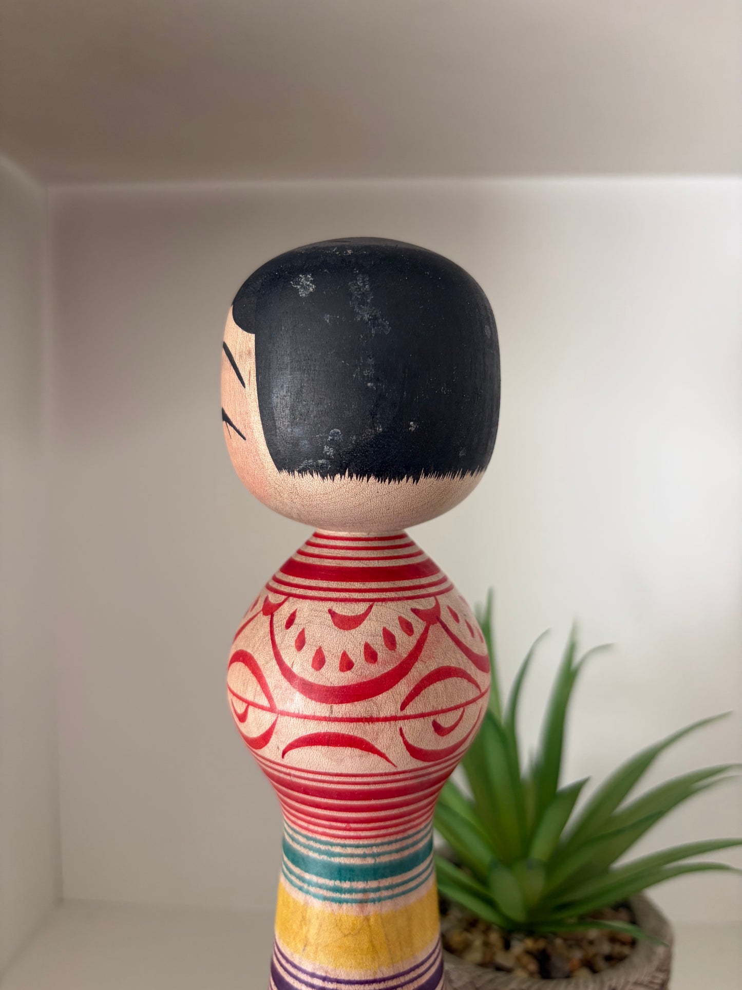 Vintage Traditional Tsugaru kokeshi with Daruma by Mitsuo Mori.