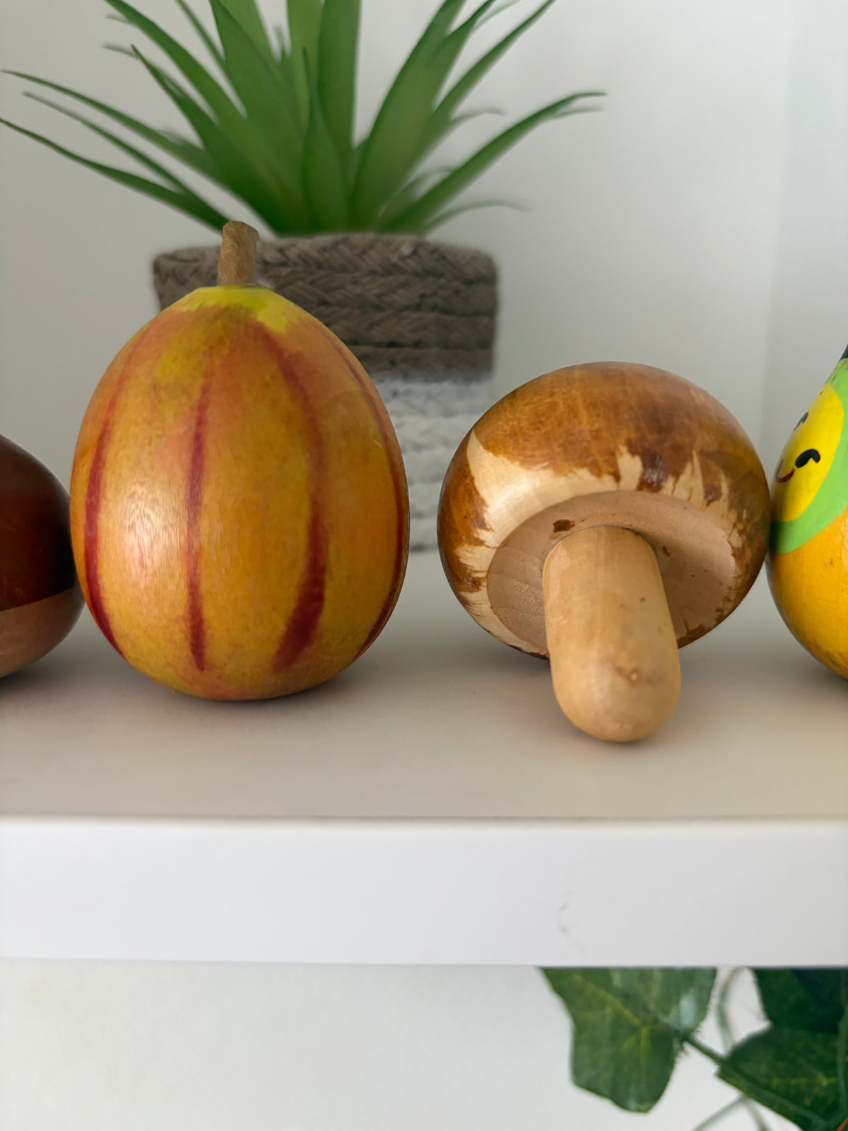 Rare vintage set of mixed vegetables kokeshi by Hiroe Fukushima