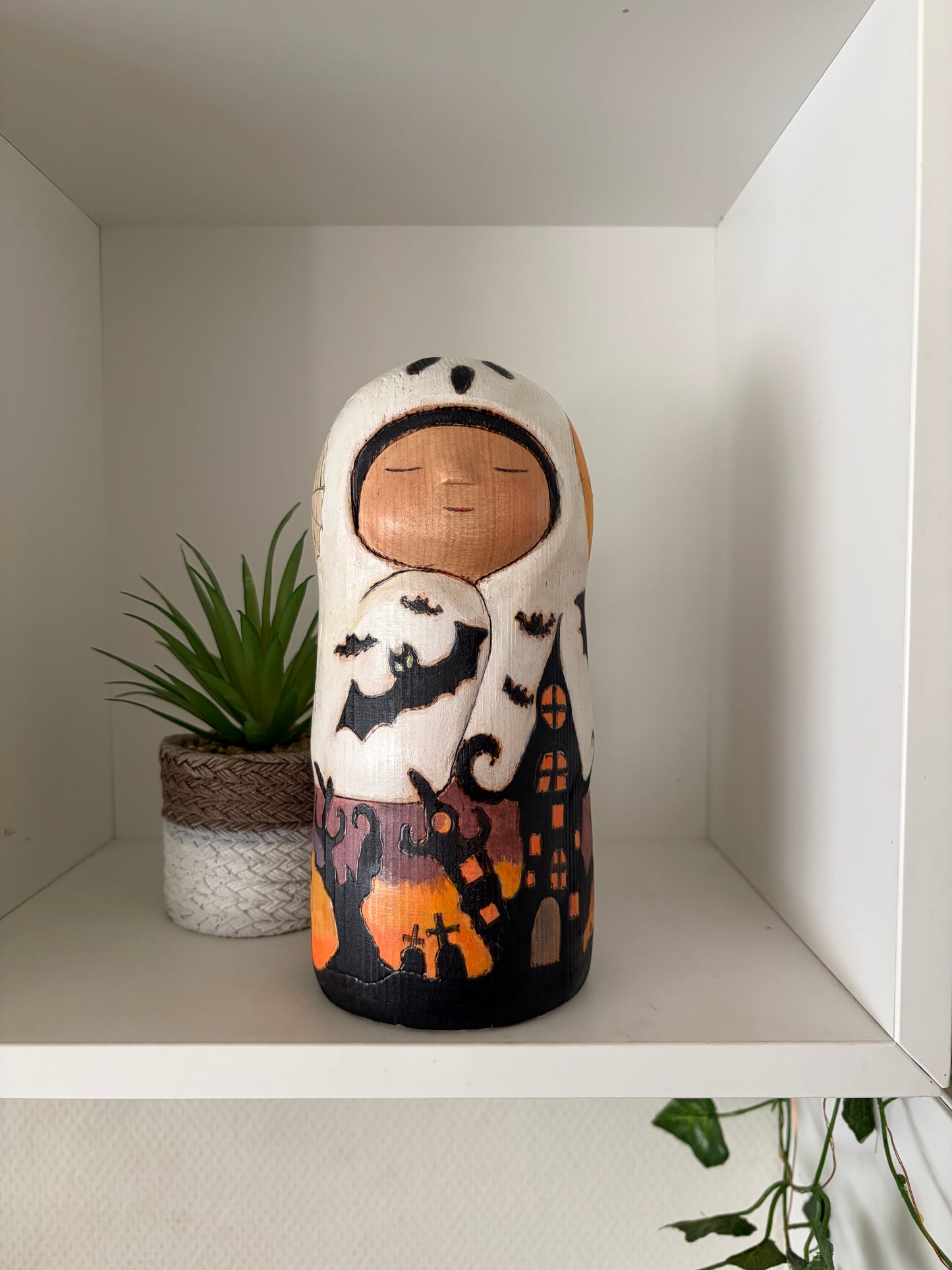 Modern Sosaku kokeshi by Yuko Yamazaki is part of her Halloween Series - With box