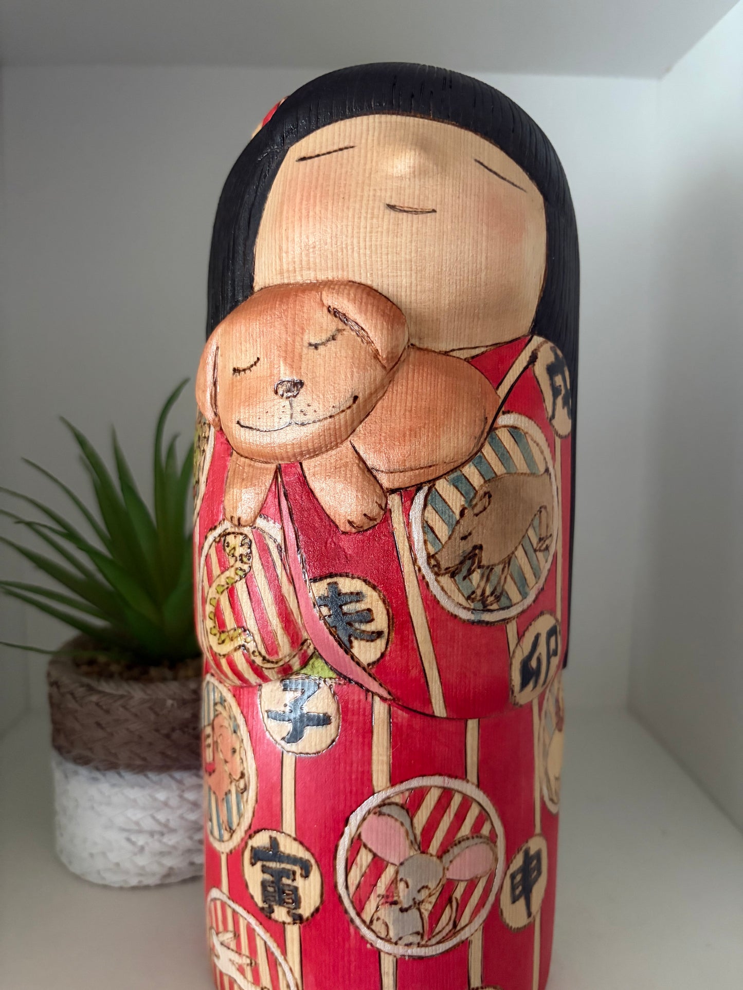 Unique Modern Sosaku kokeshi by Yuko Yamazaki - With box