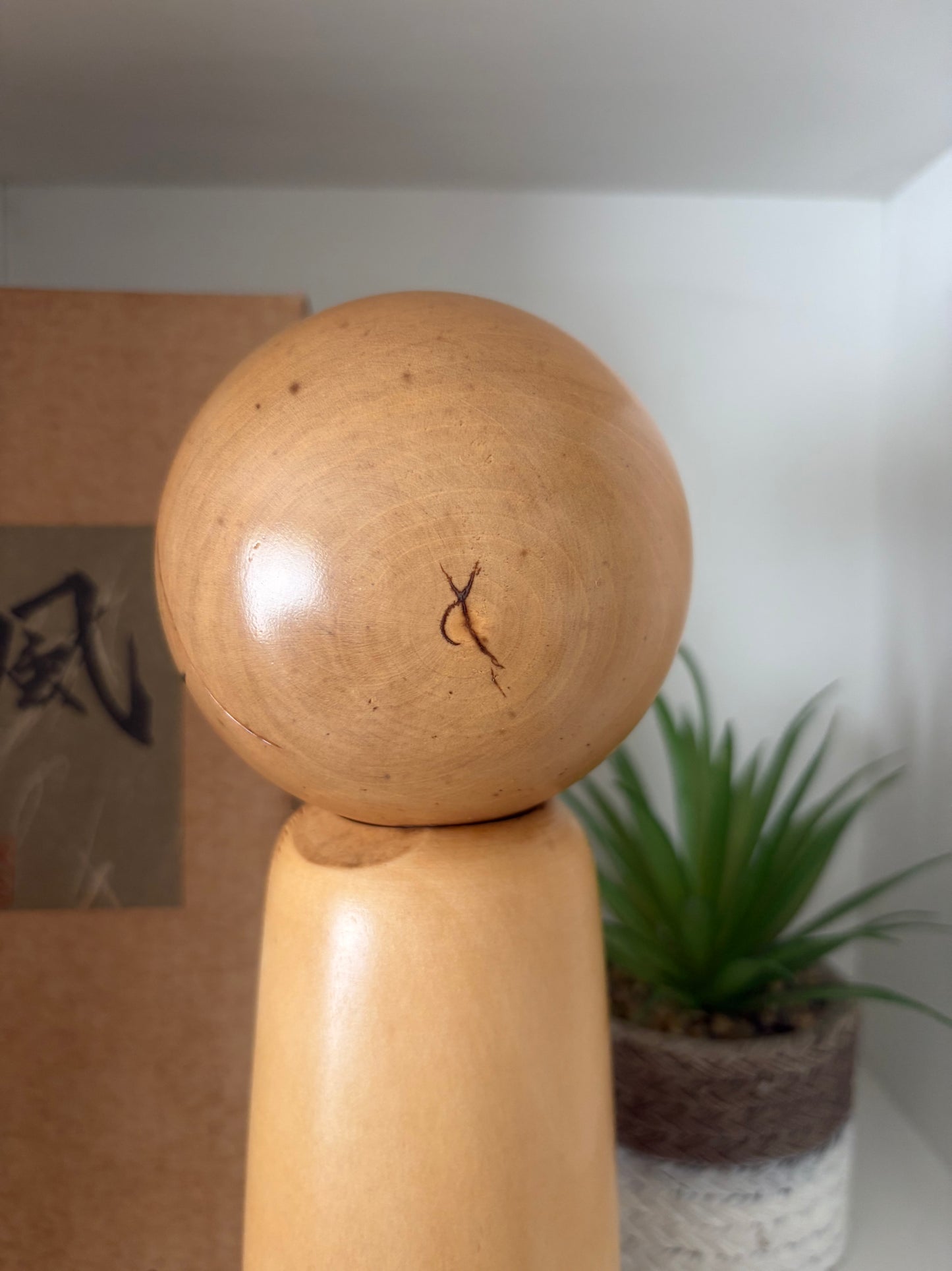 Rare vintage Sosaku kokeshi by Yuji Kawase (1925-) with original box
