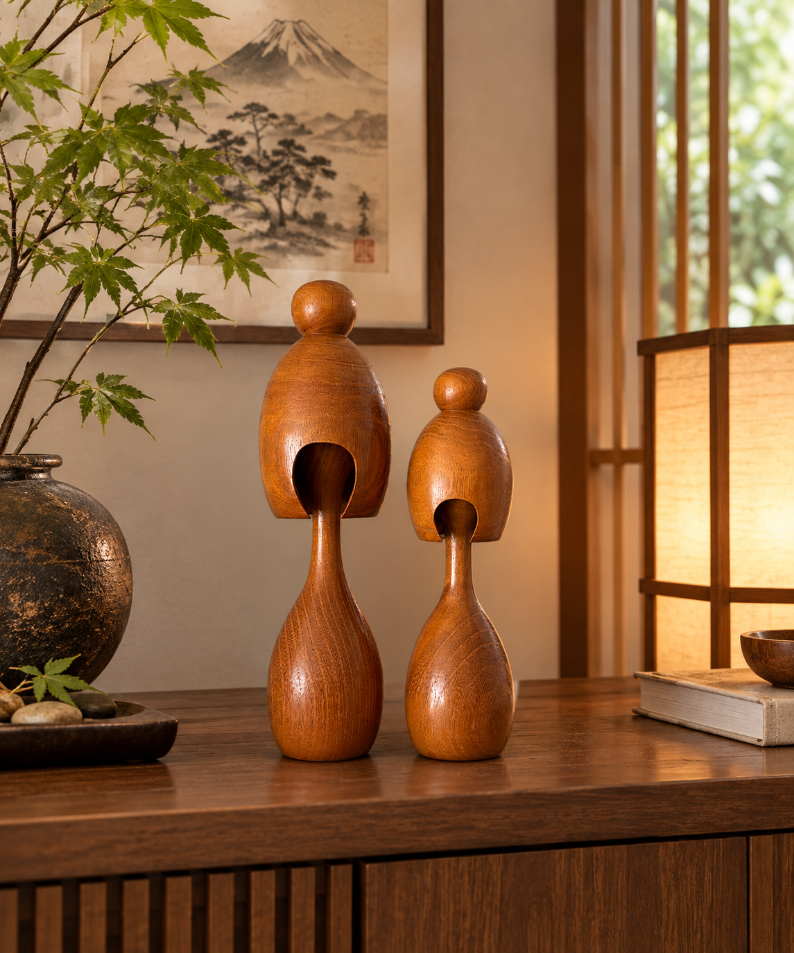 Exclusive set Sosaku kokeshi by Yuji Kawase (1938-)