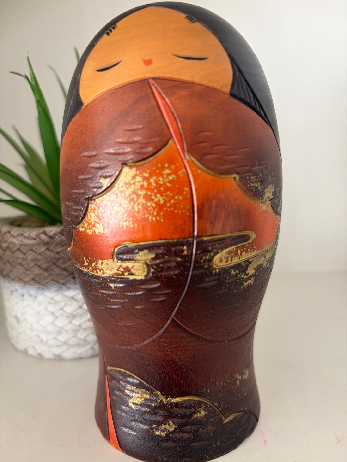 Vintage Sosaku kokeshi by Aoki Ryoka (1931-)
